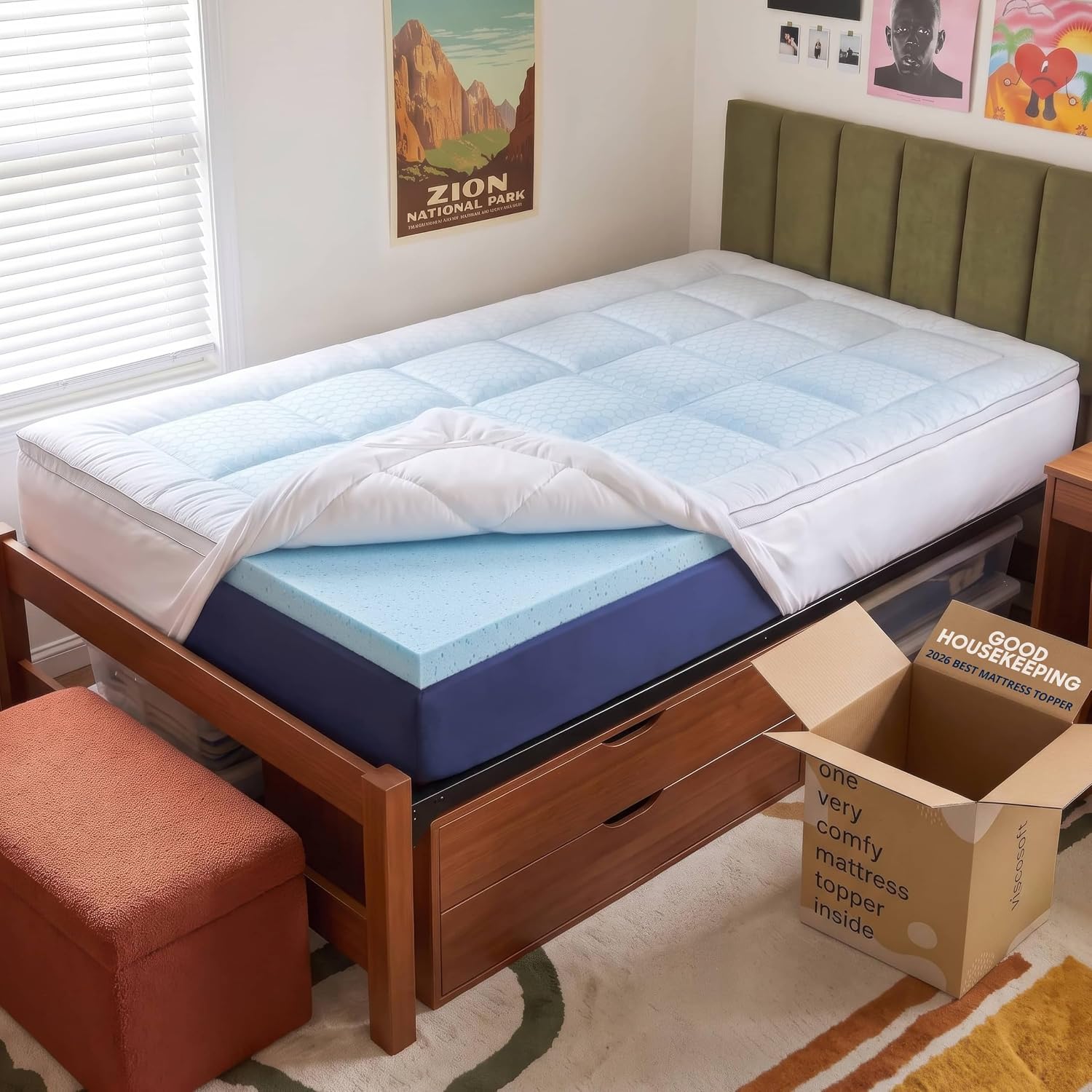 ViscoSoft 4 Inch Pillow Top Memory Foam Mattress Topper Twin XL, 29% off at Amazon
