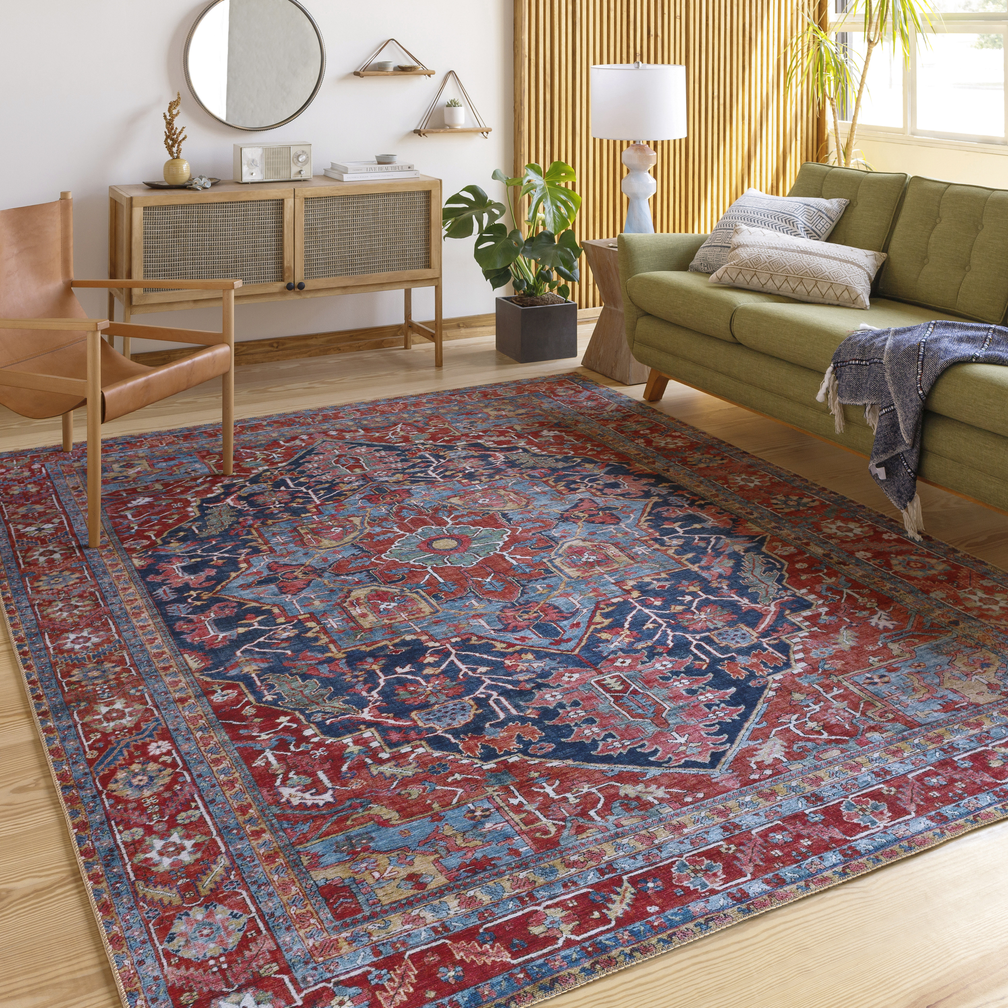 Fleckenstein Oriental Dark Blue/Burgundy/Cream Area Rug, 73% off at Wayfair