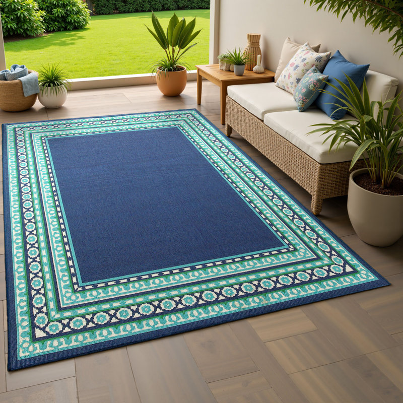Deltana Machine Woven Floral Indoor / Outdoor Rug, 75% off at Wayfair