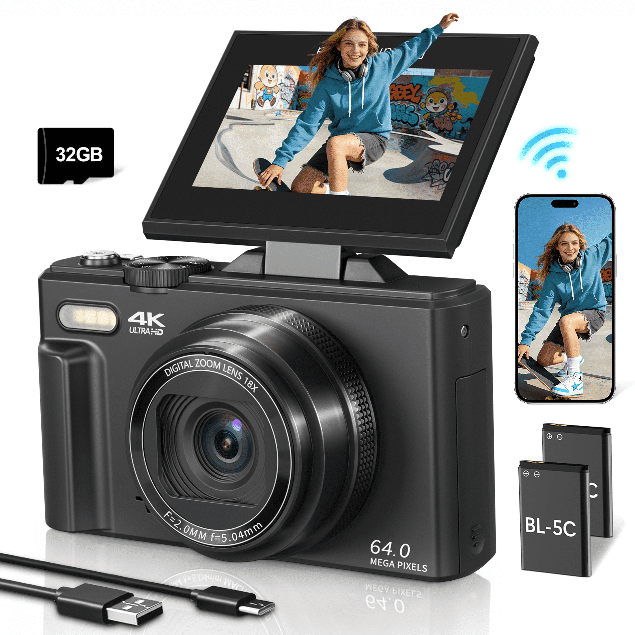 Lmzour 4K 64MP Digital Camera, 18X Digital Zoom WiFi Vlogging Camera, 51% off at Walmart