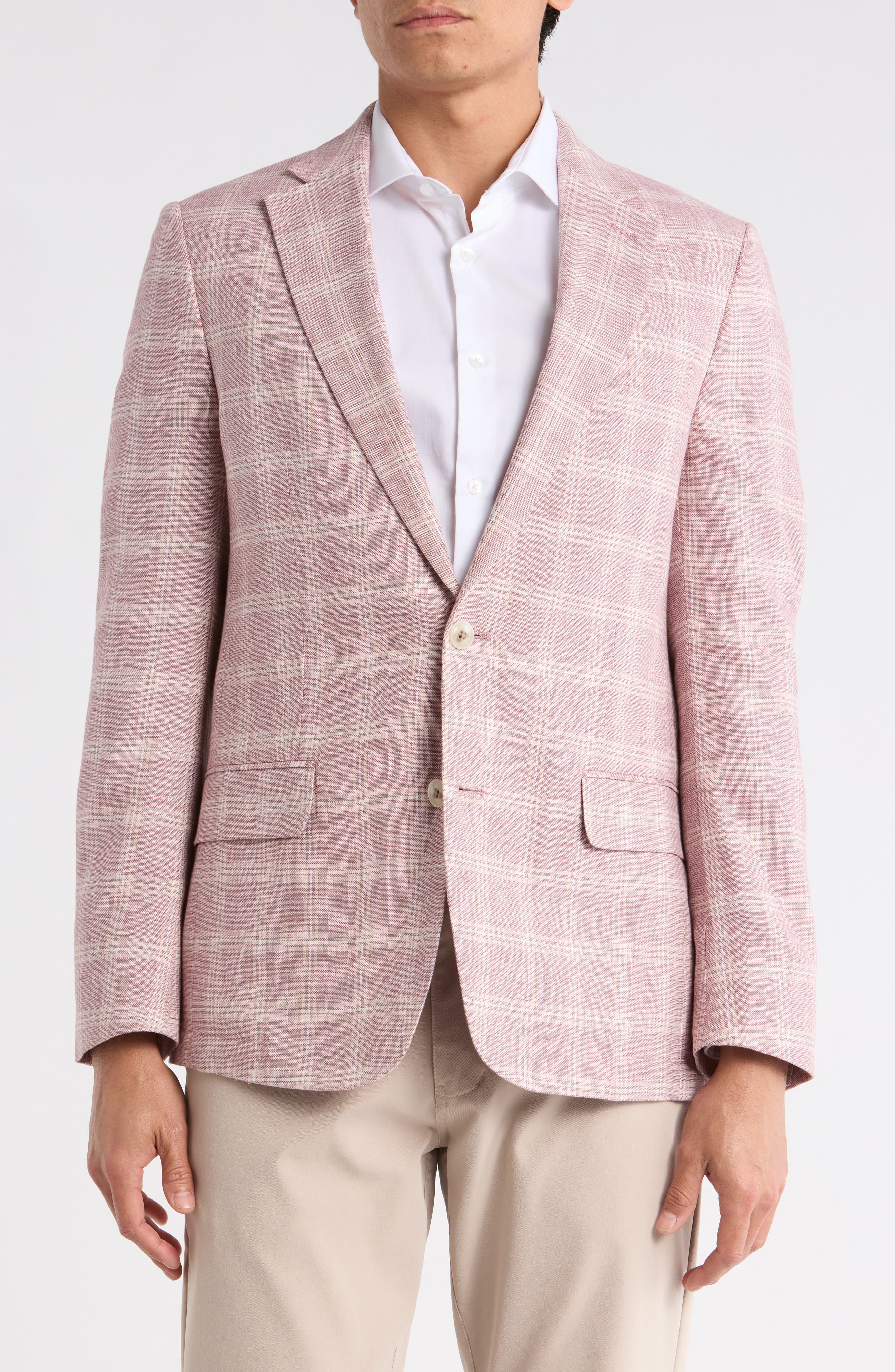 Original Penguin Pink Windowpane Plaid Linen & Cotton Sport Coat, 84% off at Nordstrom Rack