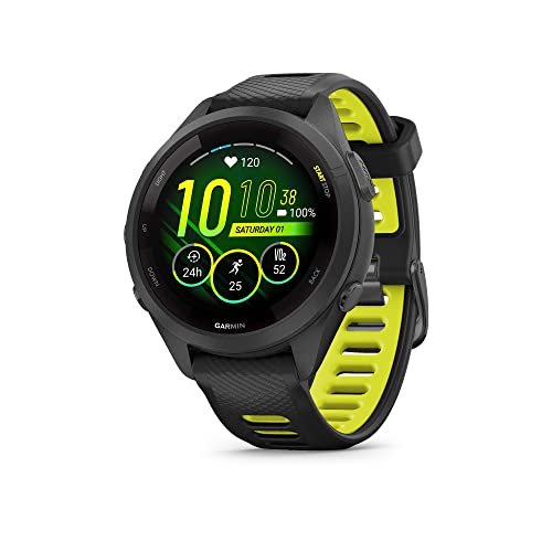 Garmin Forerunner® 265S, Running Smartwatch, 42mm, Black/Amp Yellow, 22% off at Amazon