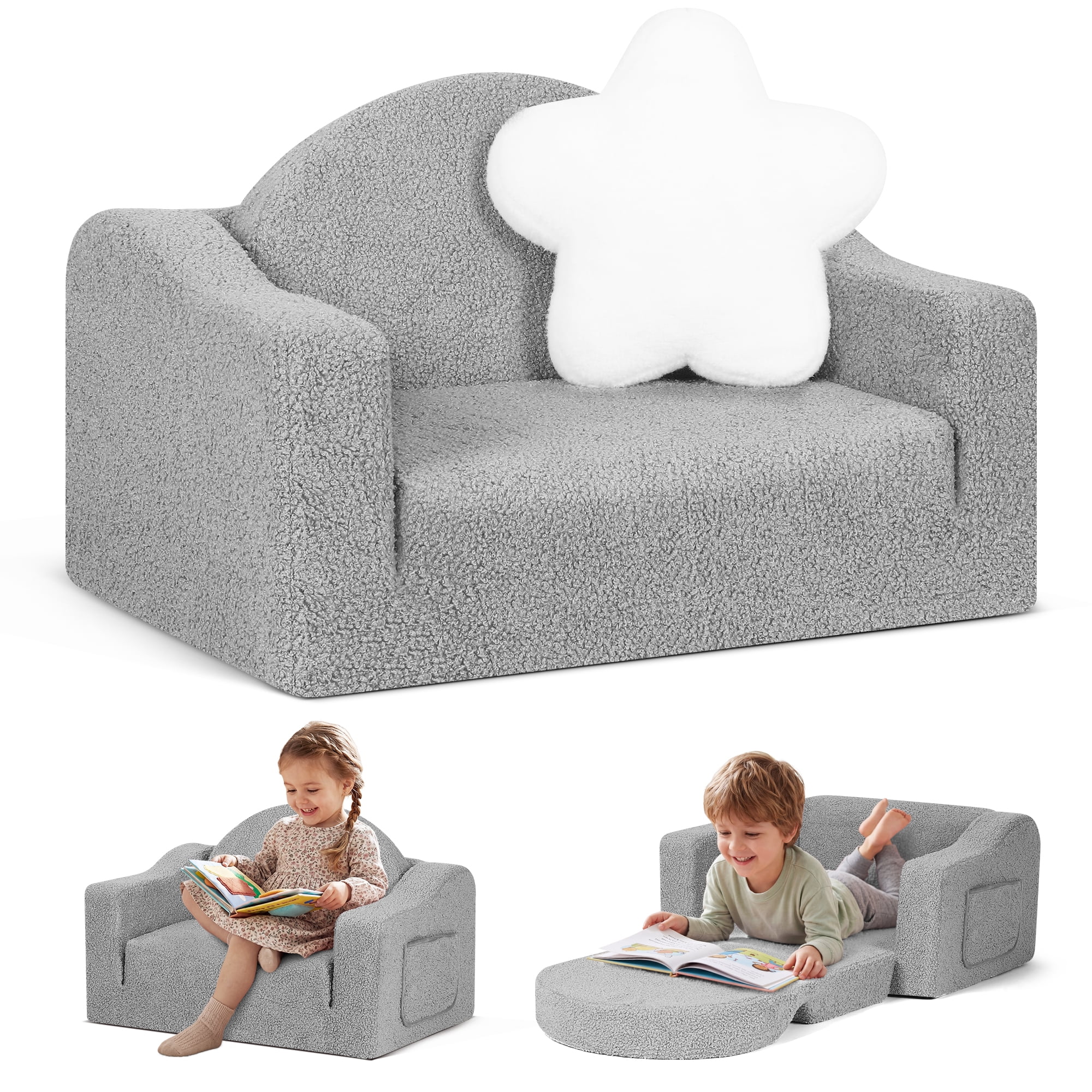 babyeap Kids Sofa,2-in-1 Soft Toddler Couch Fold Out,Toddler Chair Baby, 44% off at Walmart