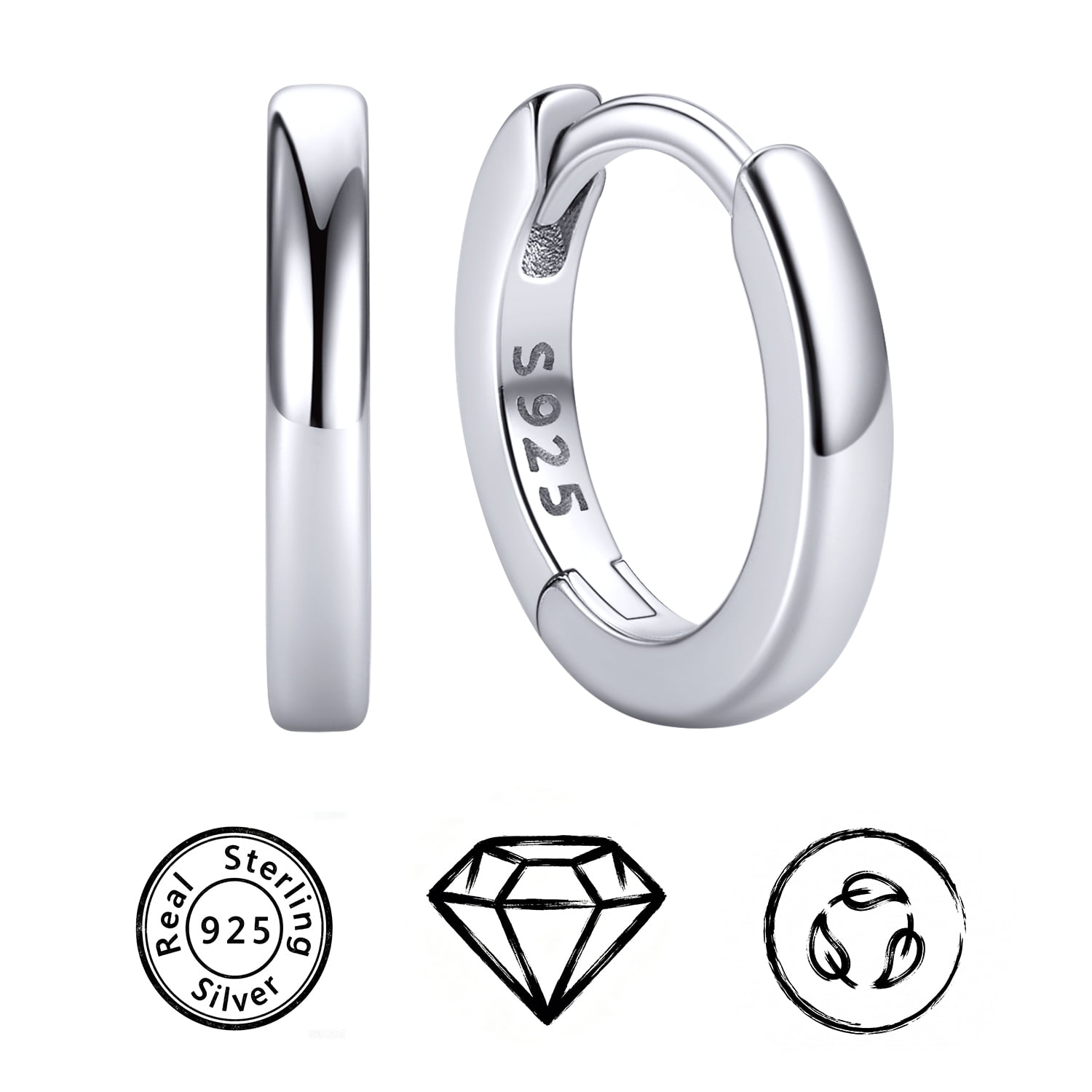 ChicSilver 925 Sterling Silver Huggie Hoop Earrings for Women Sensitive Ears, 40% off at Walmart