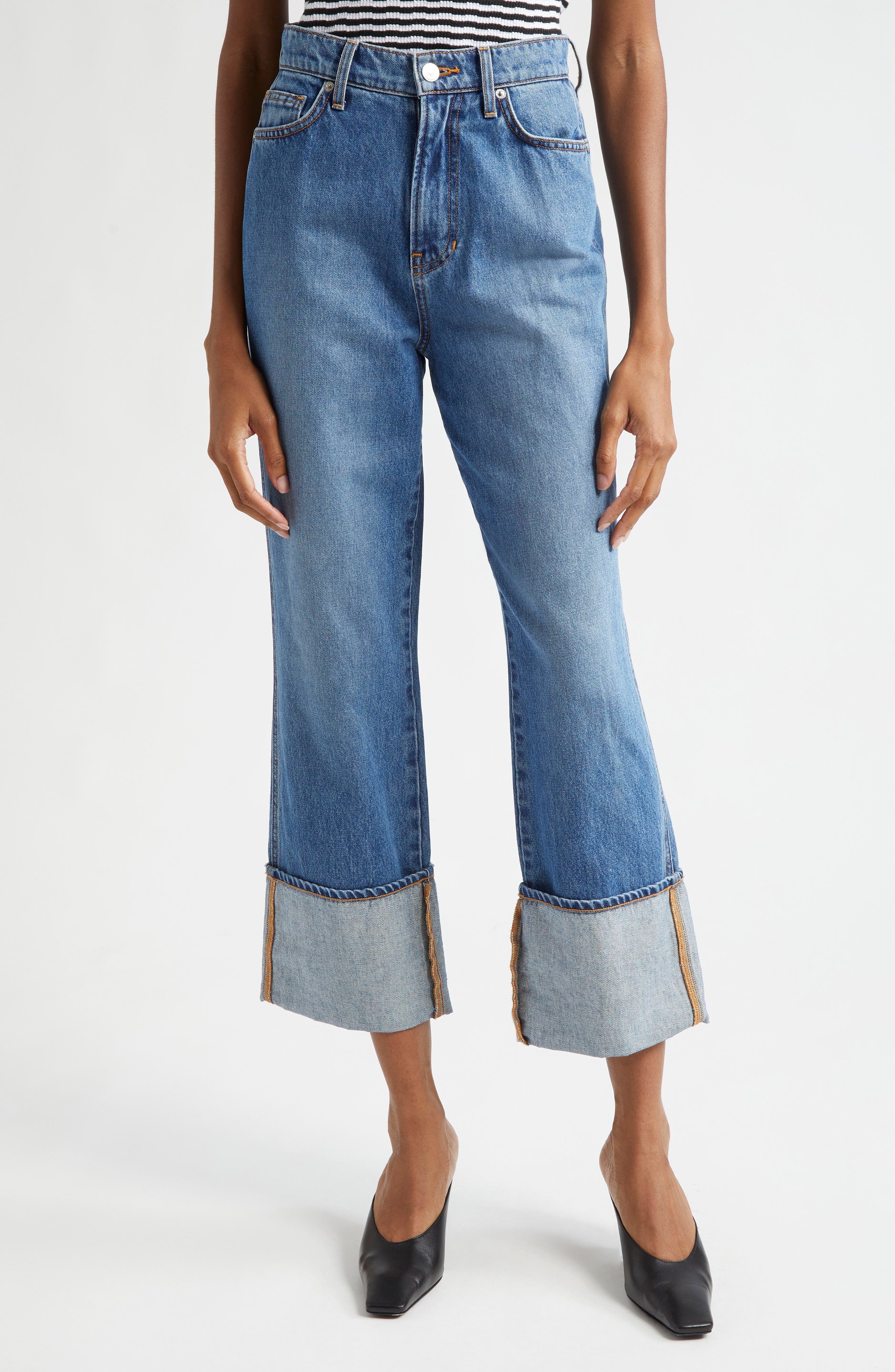 Veronica Beard Dylan Cuffed High Waist Relaxed Straight Leg Jeans, 83% off at Nordstrom Rack