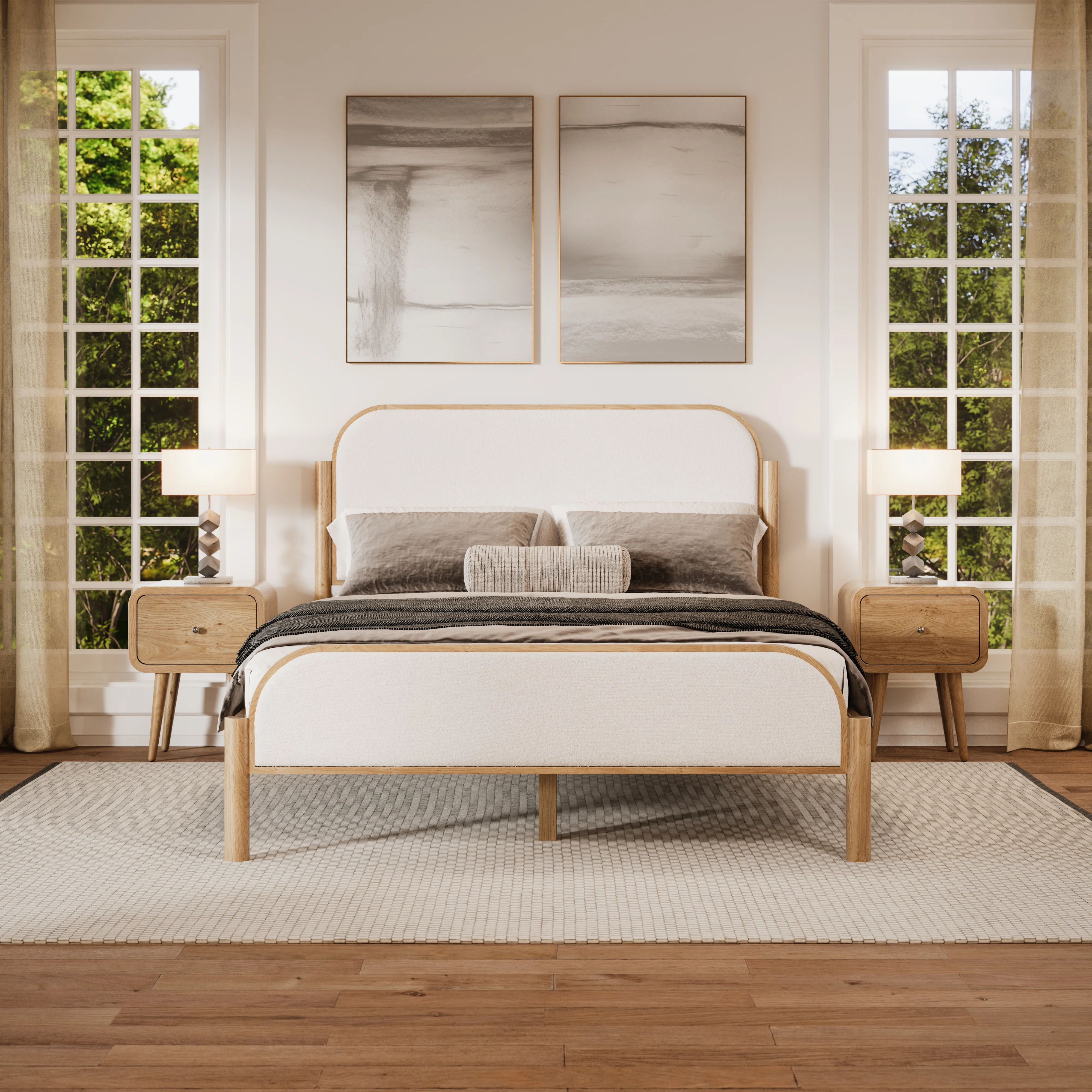 Ardin Solid Wood Bed With Boucle Upholstery, 74% off at Wayfair