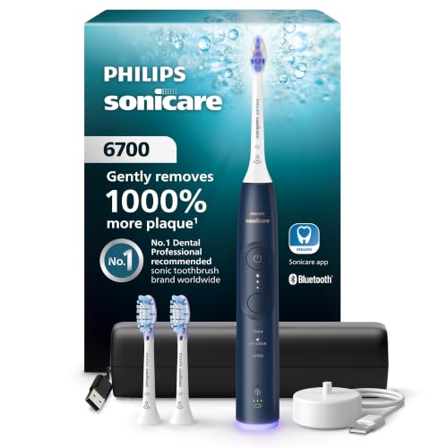Philips Sonicare 6700 Rechargeable Electric Toothbrush, 3 Brush Heads, Navy, 47% off at Amazon