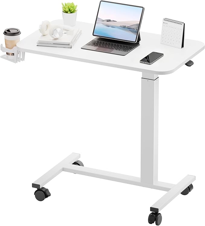 GTPLAYER Small Standing Desk with Wheels, Pneumatic Mobile Rolling Laptop Desk, 21% off at Amazon