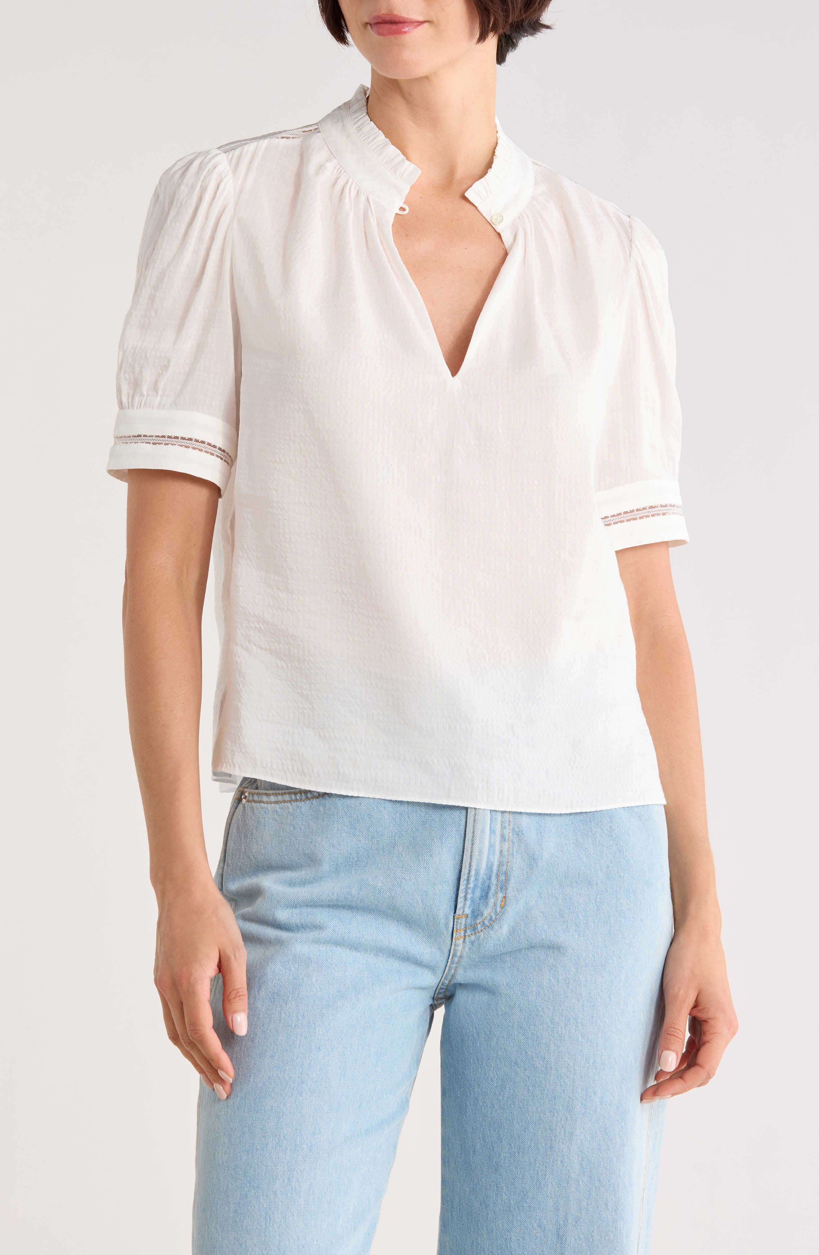 FRAME Ruffle Collar Inset Lace Top, 78% off at Nordstrom Rack