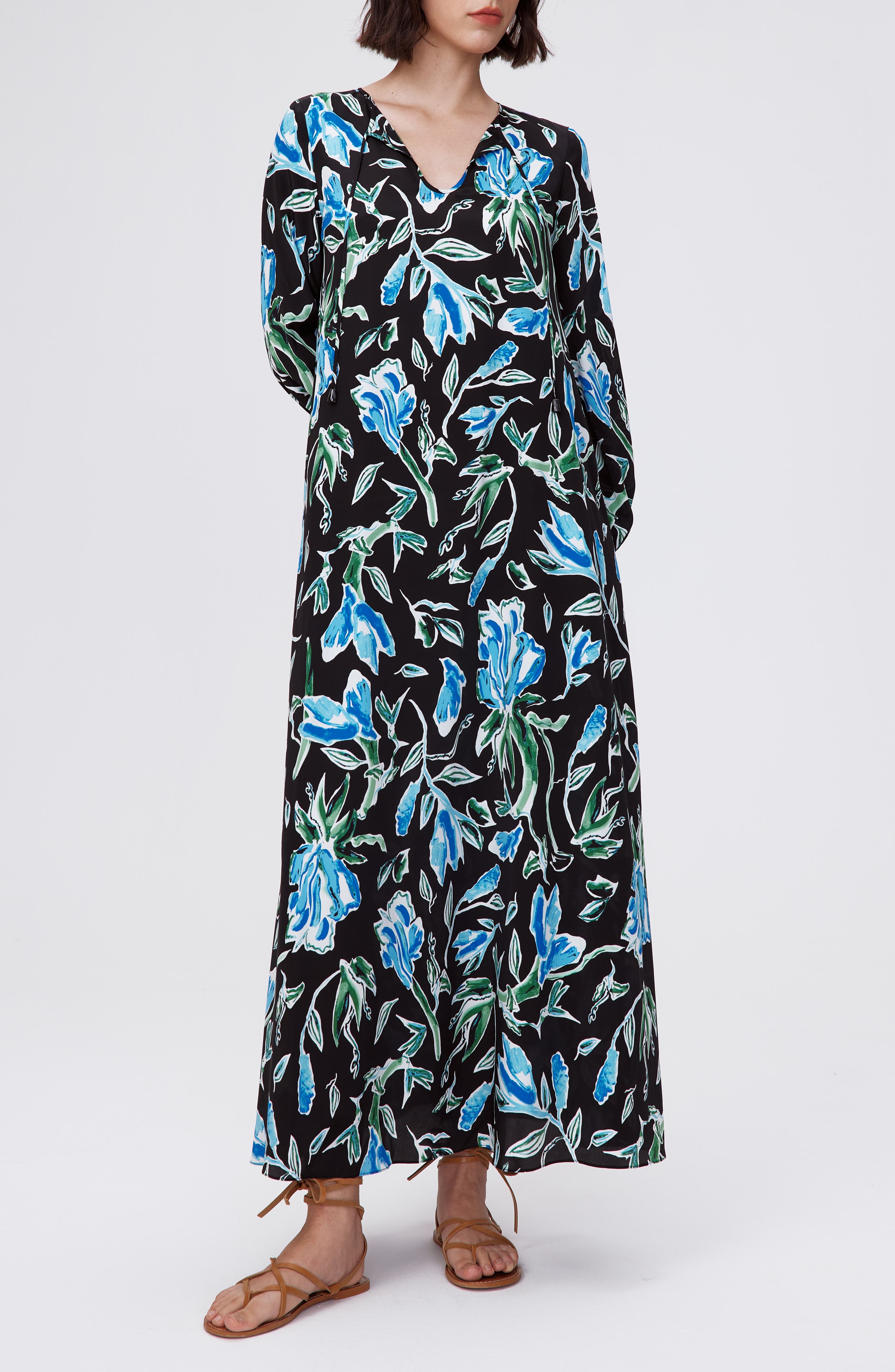 Diane von Furstenberg Vandy Floral Long Sleeve Maxi Dress, 80% off at Nordstrom Rack