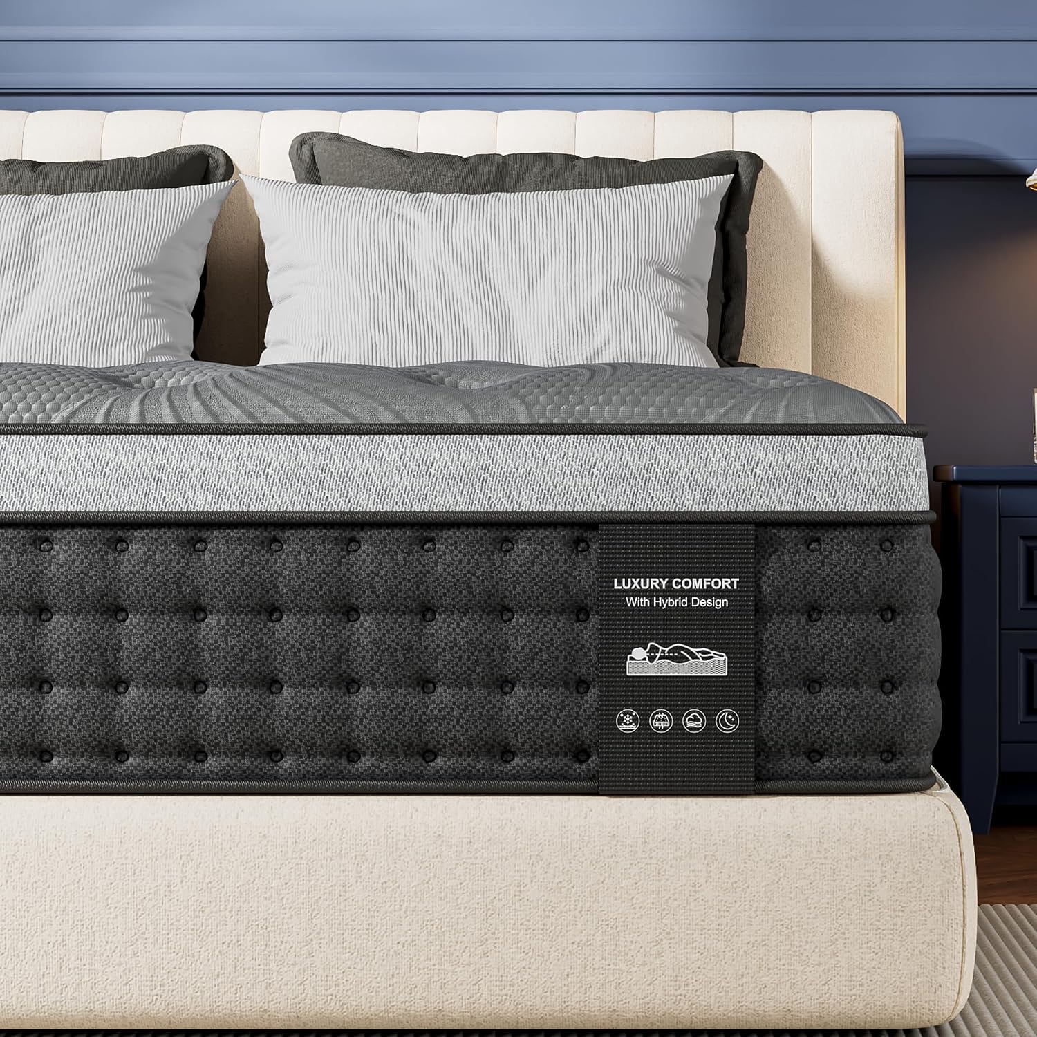 Firm Queen Mattress 14 inch, Cooling Hybrid Queen Mattress in a Box, 40% off at Amazon