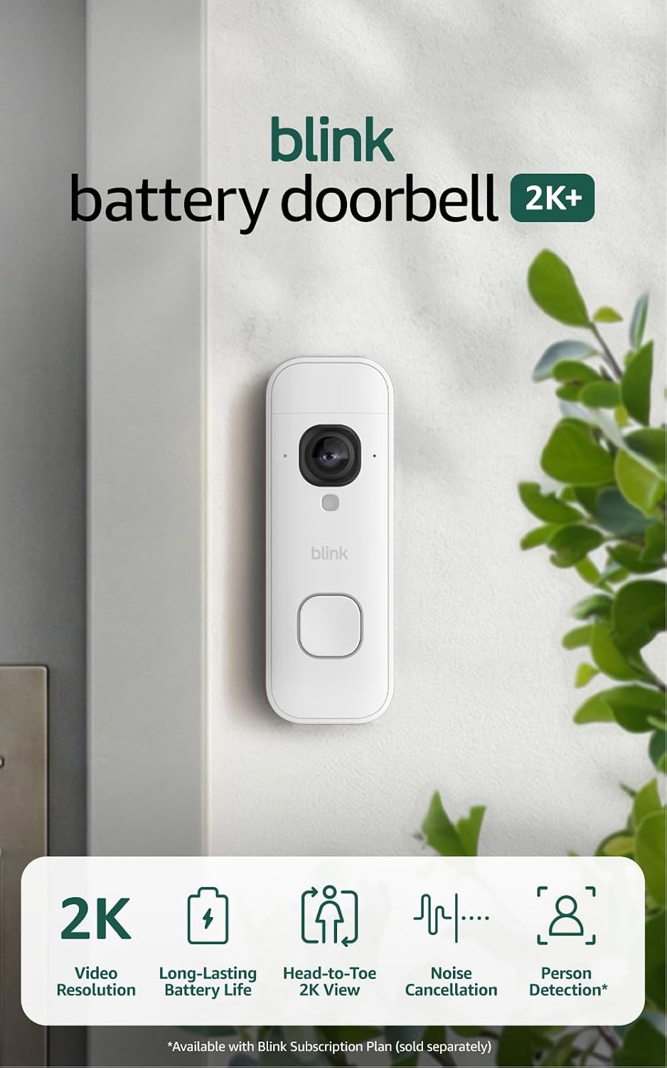 Blink Battery Doorbell 2K+ (newest model), 50% off at Amazon