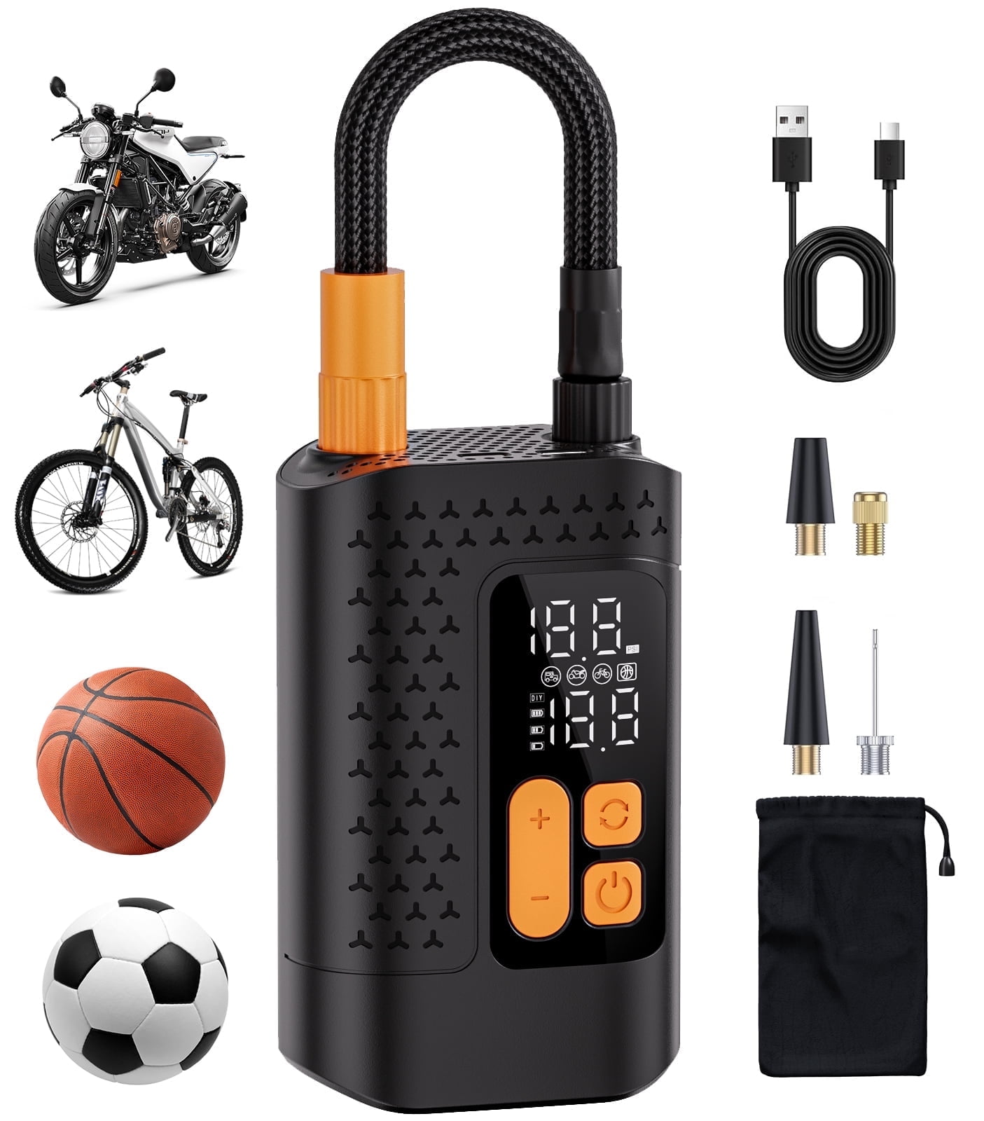 REHOTTOP Electric Bike Pump, 160PSI Inflate Bicycle Pump with Guage, Portable, 55% off at Walmart
