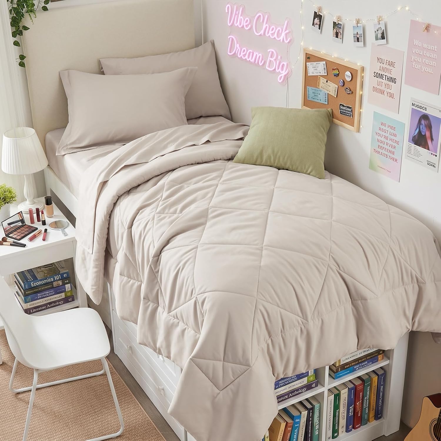 Beige Tan Twin Comforter Set, 26% off at Amazon