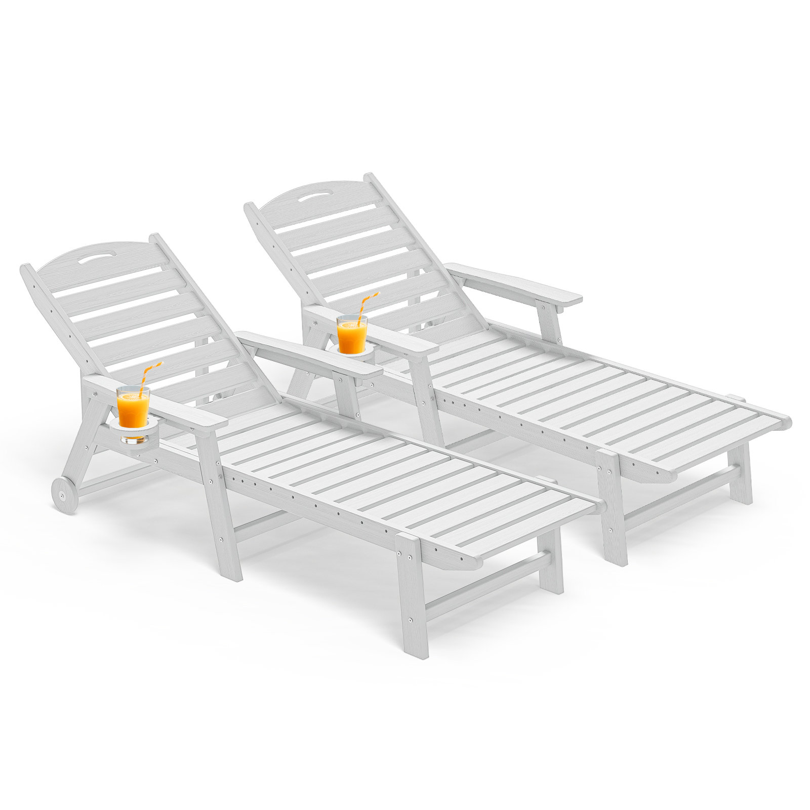 HDPE Outdoor Chaise Lounge, 5‑Position Adjustable Recliner with Rolling Wheels &, 70% off at Wayfair
