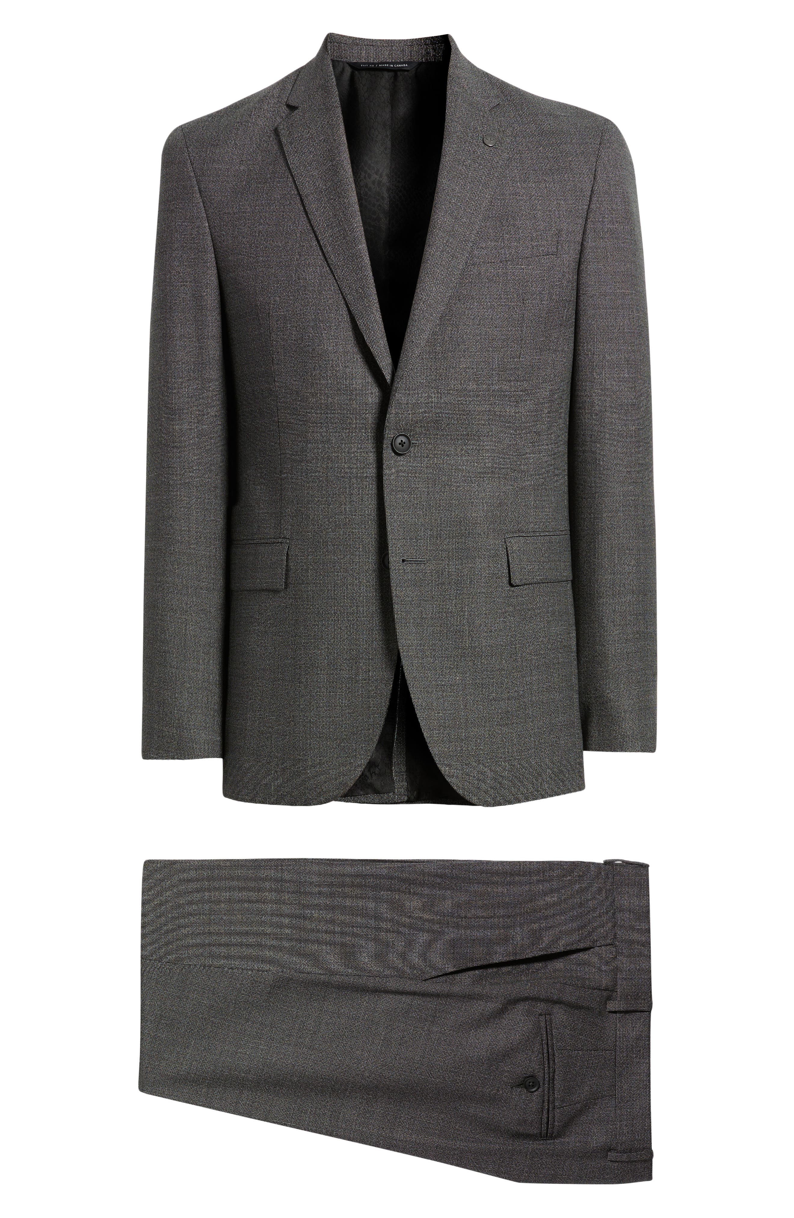 AllSaints Ross Slim Fit Grey Mélange Wool Suit, 90% off at Nordstrom Rack