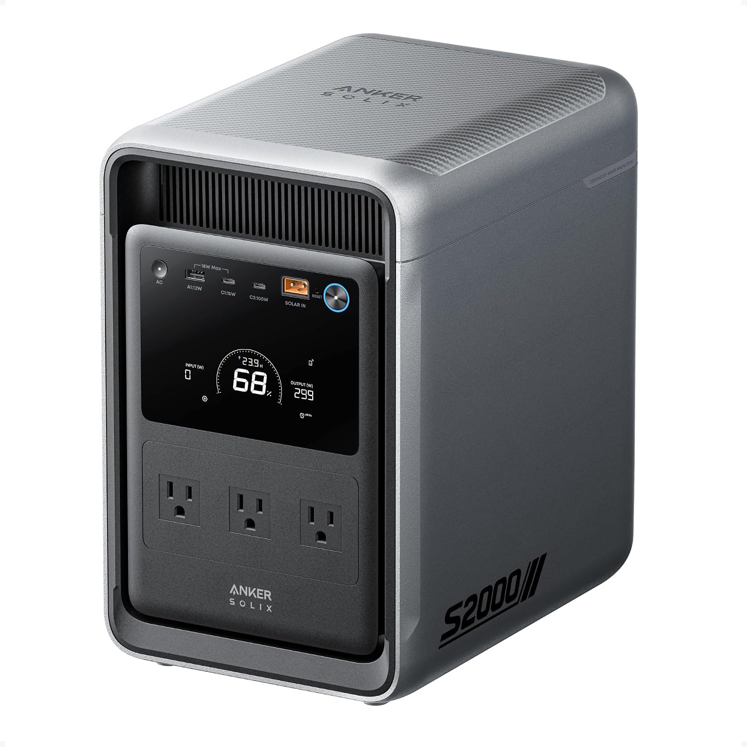 Anker SOLIX S2000 Portable Power Station, 2,010Wh, 3,000W Peak, Home Backup, 46% off at Amazon