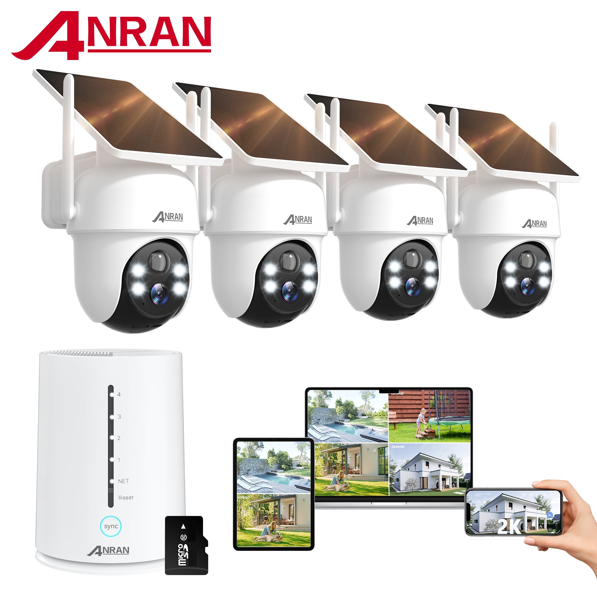 ANRAN 2K/4MP Solar Security Camera with Base Station, Spotlight, Expandable, 46% off at Walmart
