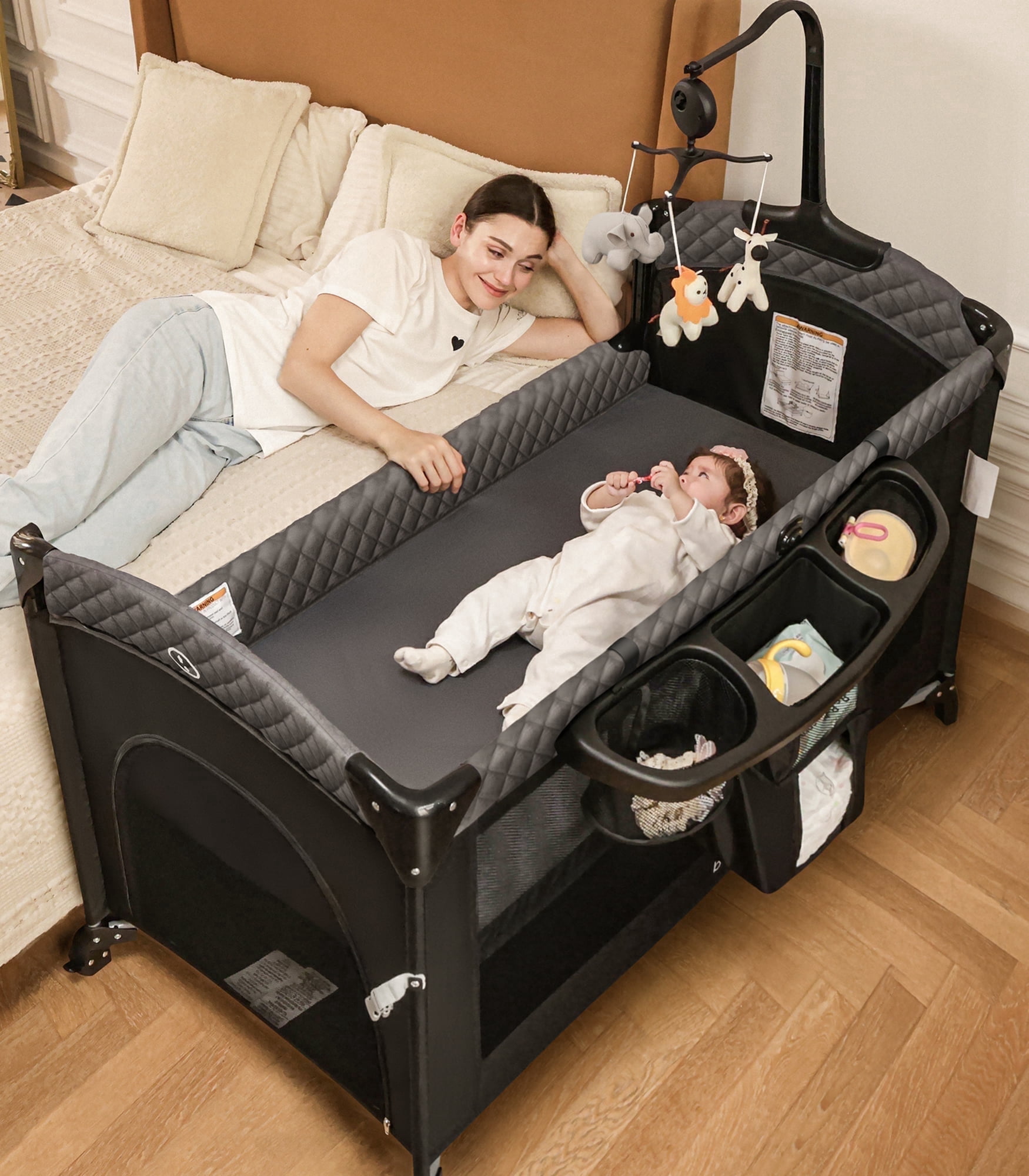 Babyeap 5-in-1 Baby Bassinet with Playard Mode & Changing Table,Bedside Sleeper, 48% off at Walmart