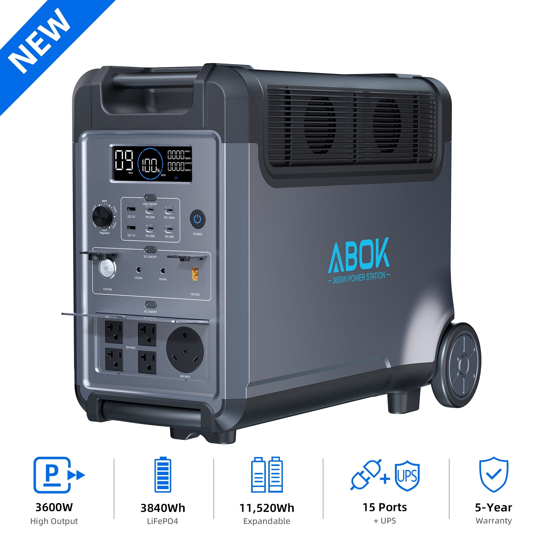 ABOK Ark3600 Expandable Power Station 3600W, 3840Wh LiFePO4 Battery Backup (Up, 51% off at Walmart