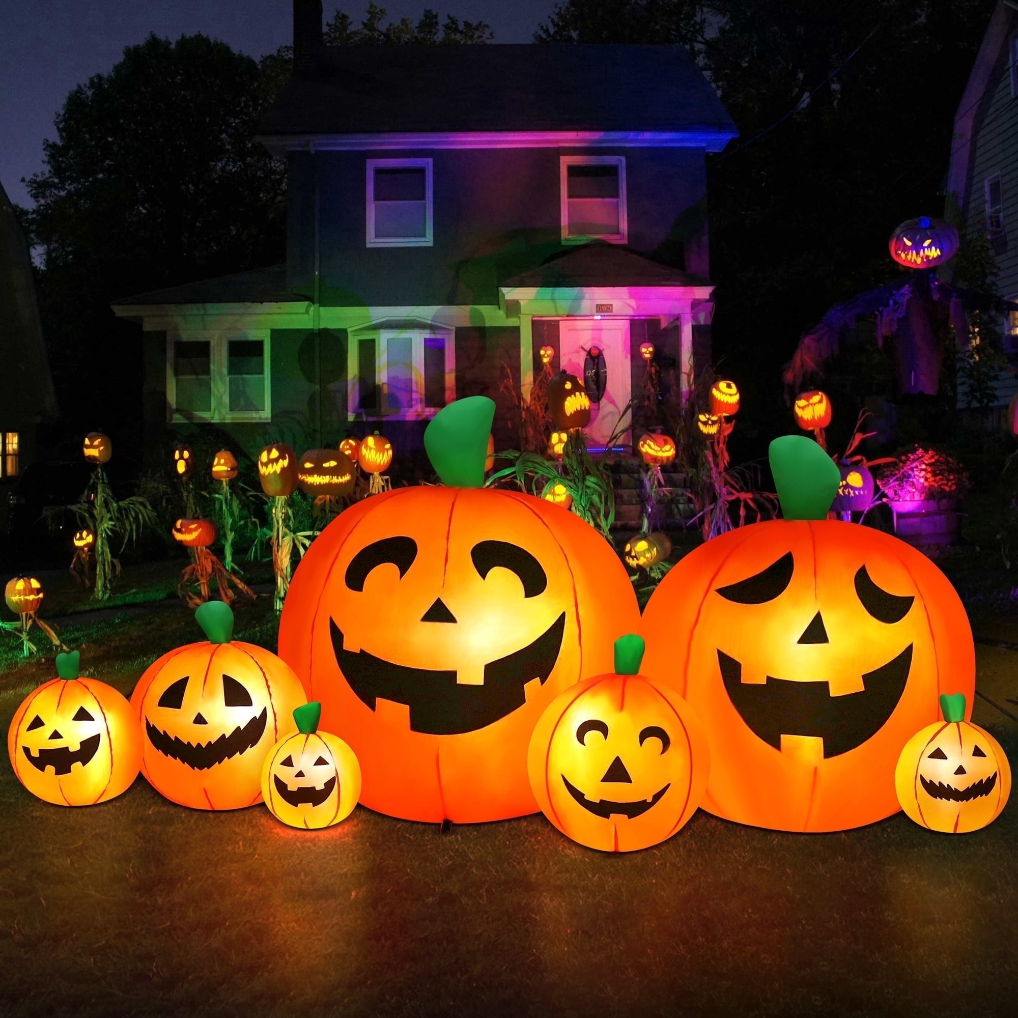 Yexmas 8 FT Halloween Inflatables Pumpkin,7 Pumpkins Halloween Outdoor, 55% off at Walmart