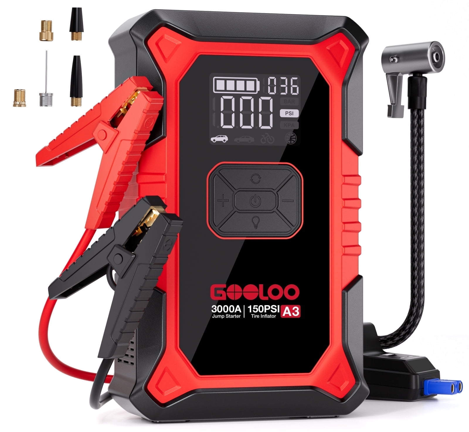 Gooloo Jump Starter with Air Compressor, 3000A Portable Car Battery Jump Starter, 31% off at Walmart