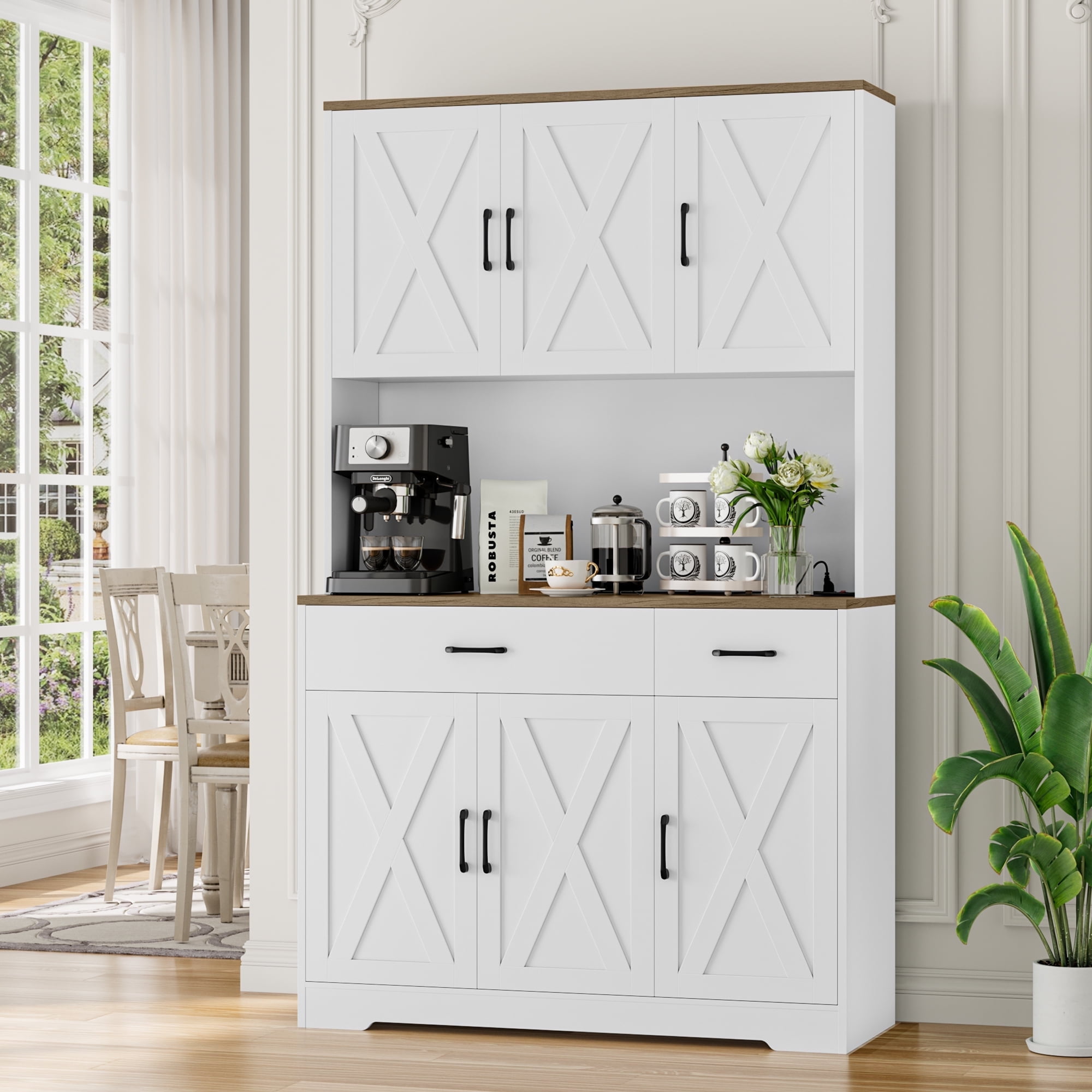 Homfa 71 Kitchen Pantry with Charging Station, Freestanding Cupboard, 45% off at Walmart