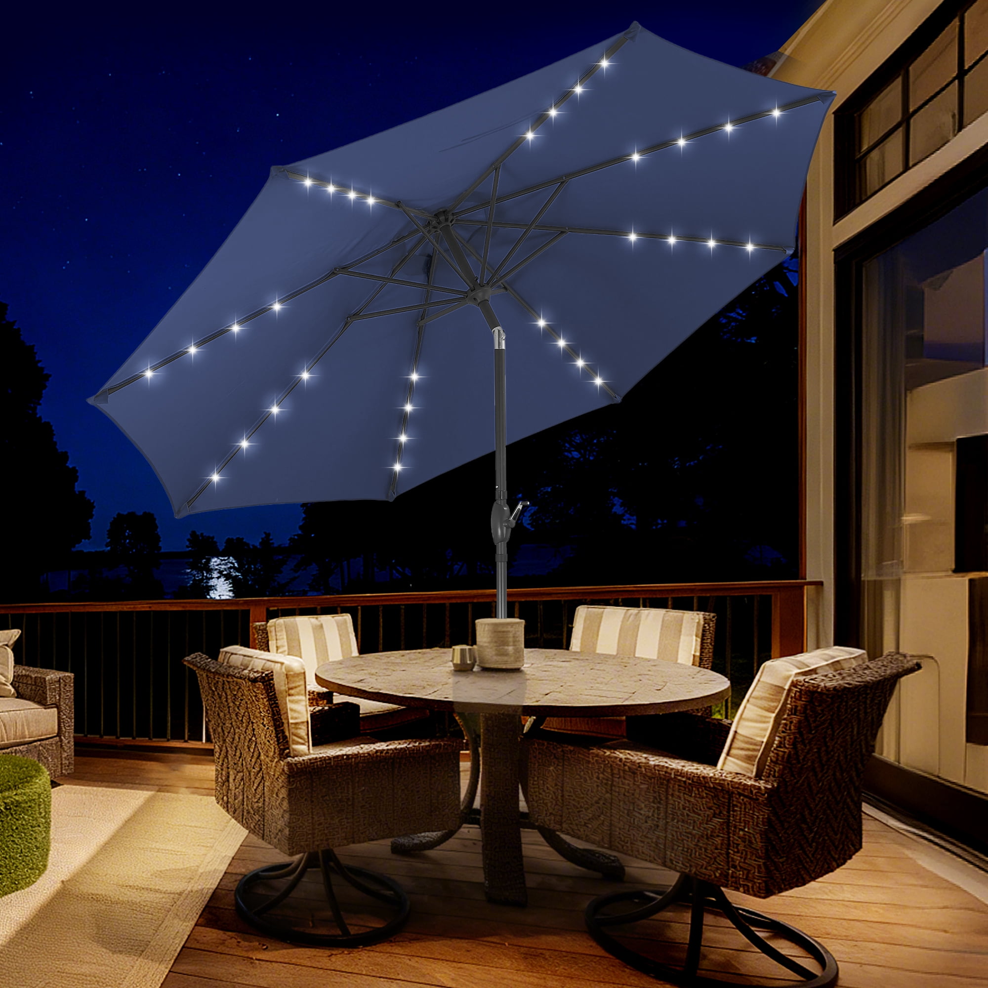Autlaycil 10 ft Solar Patio Umbrellas with 32 Lights for Market Outdoor, 45% off at Walmart