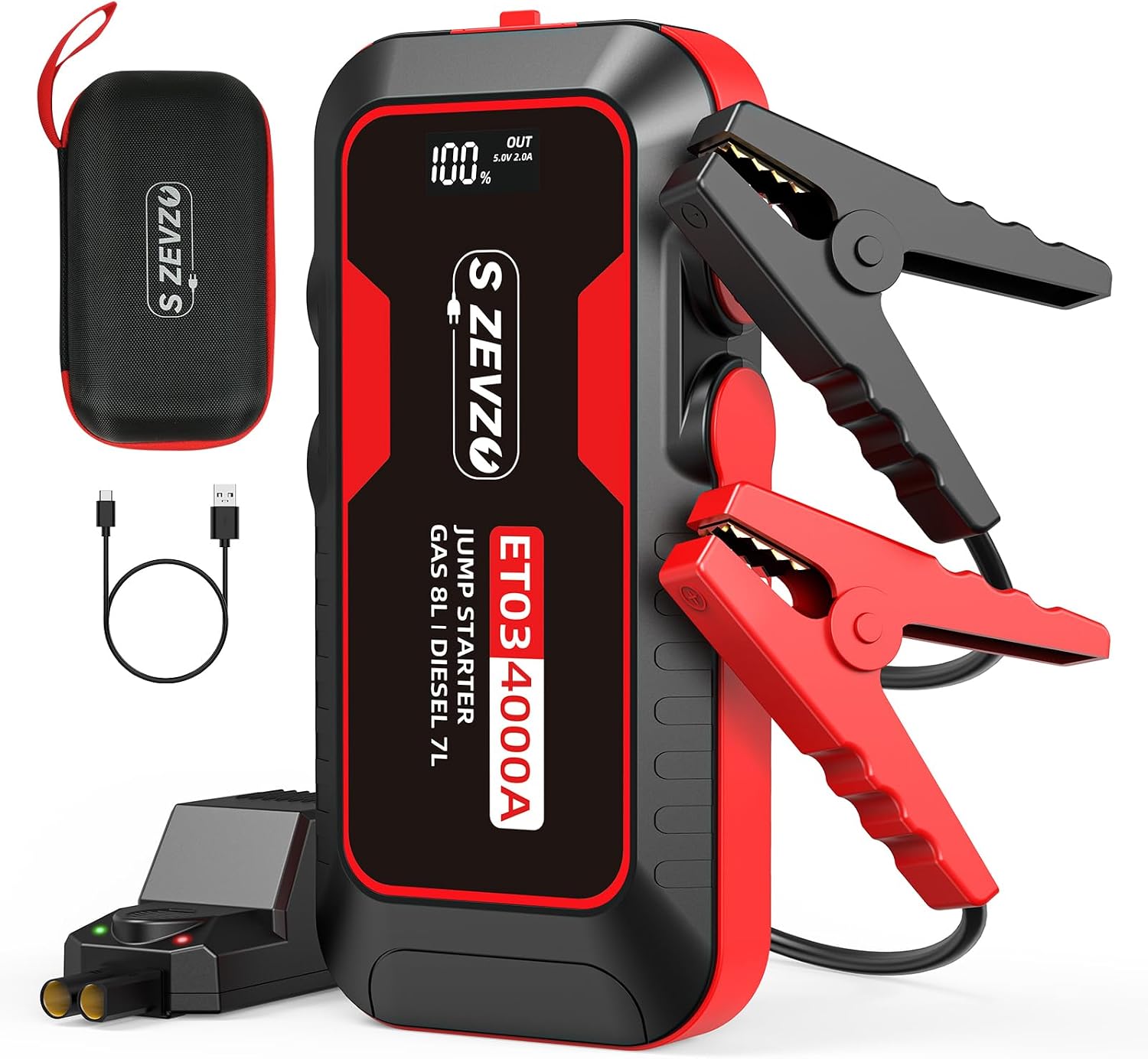 S ZEVZO ET03 Car Jump Starter 4000A Jump Starter Battery Pack, 43% off at Amazon