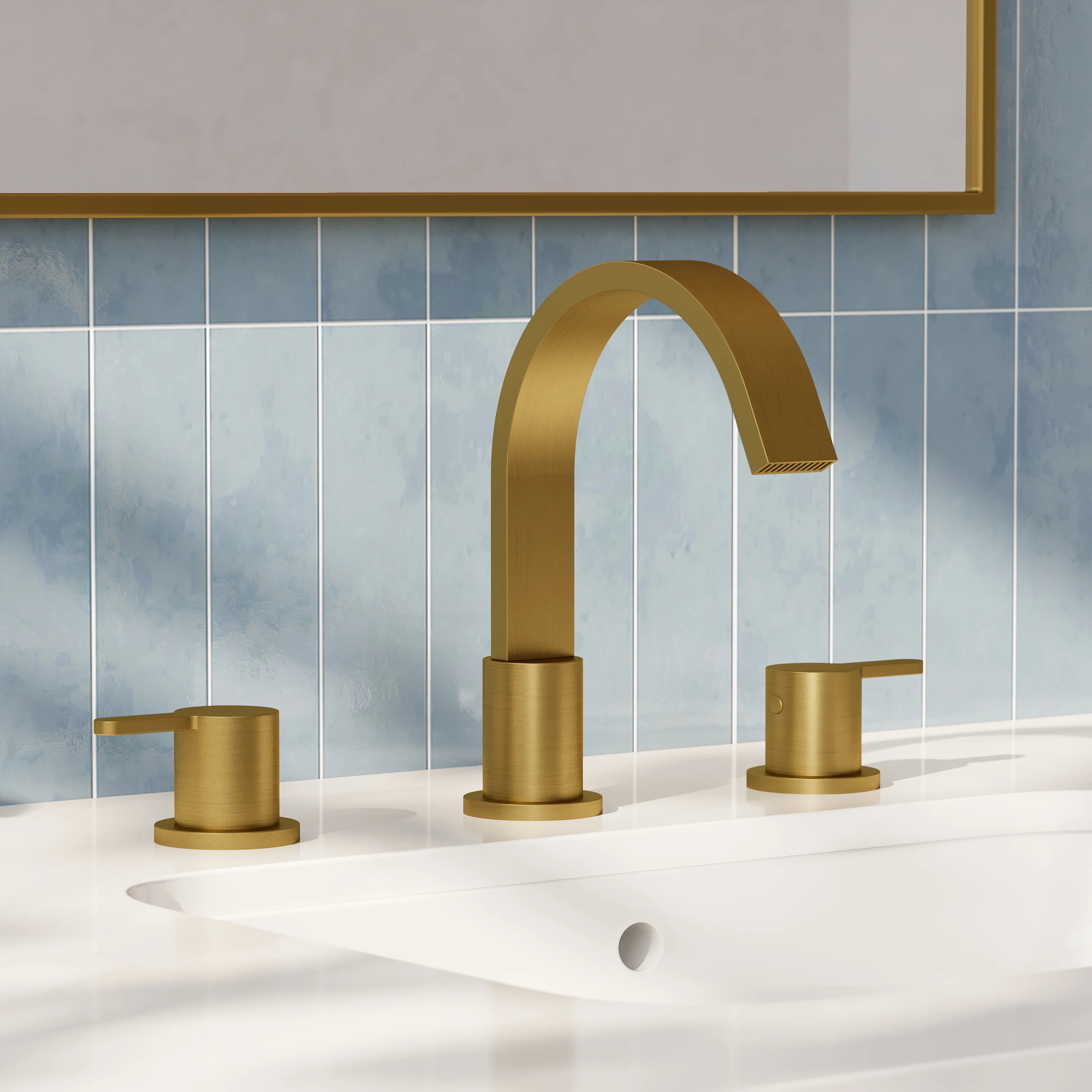 8 in. Widespread Bathroom Faucet 3 Hole, 2-Handle Waterfall Deck Mount Bathroom, 85% off at Wayfair