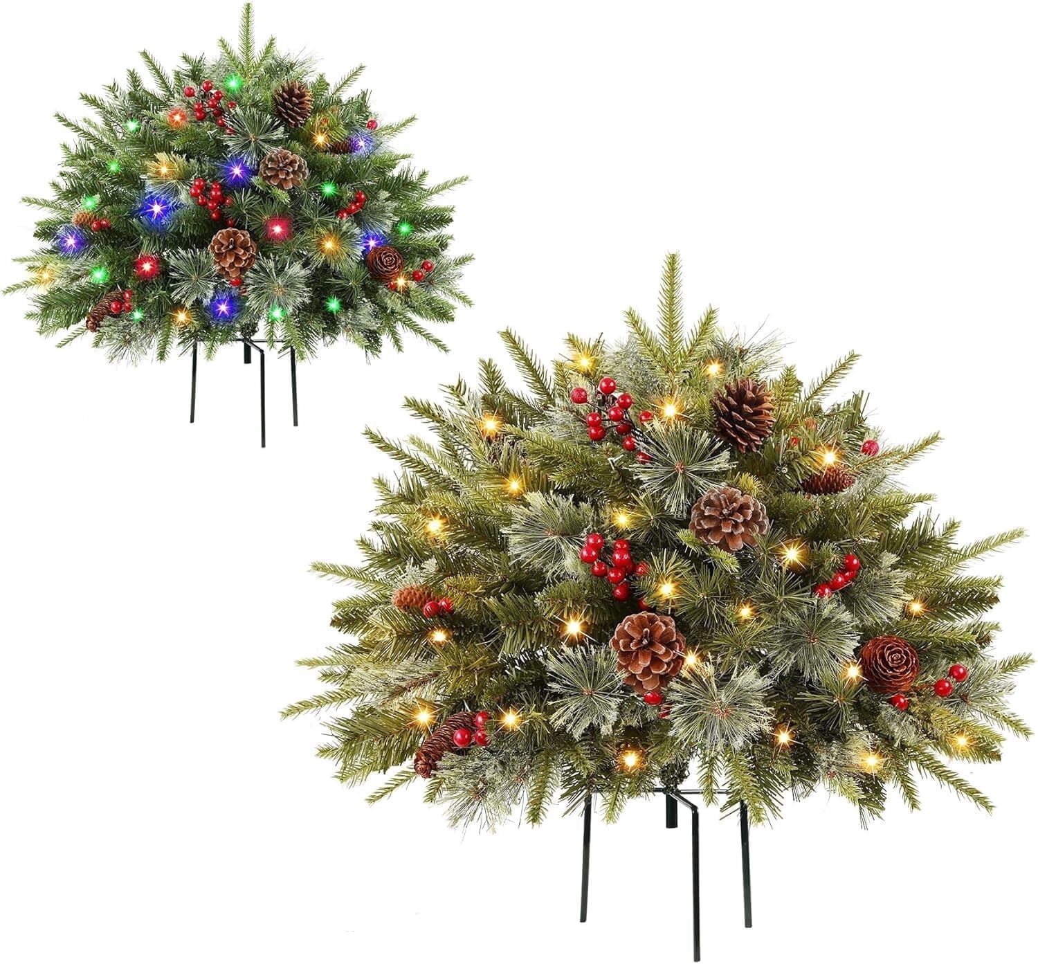 Lolsea Set of 2 18 Inch Pre-lit Outdoor Christmas Tree with Multi-Color, 41% off at Walmart