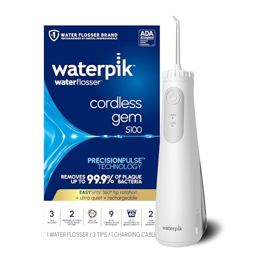 Waterpik Cordless Gem 5100 Portable Water Flosser, Rechargeable, White 2, 25% off at Amazon
