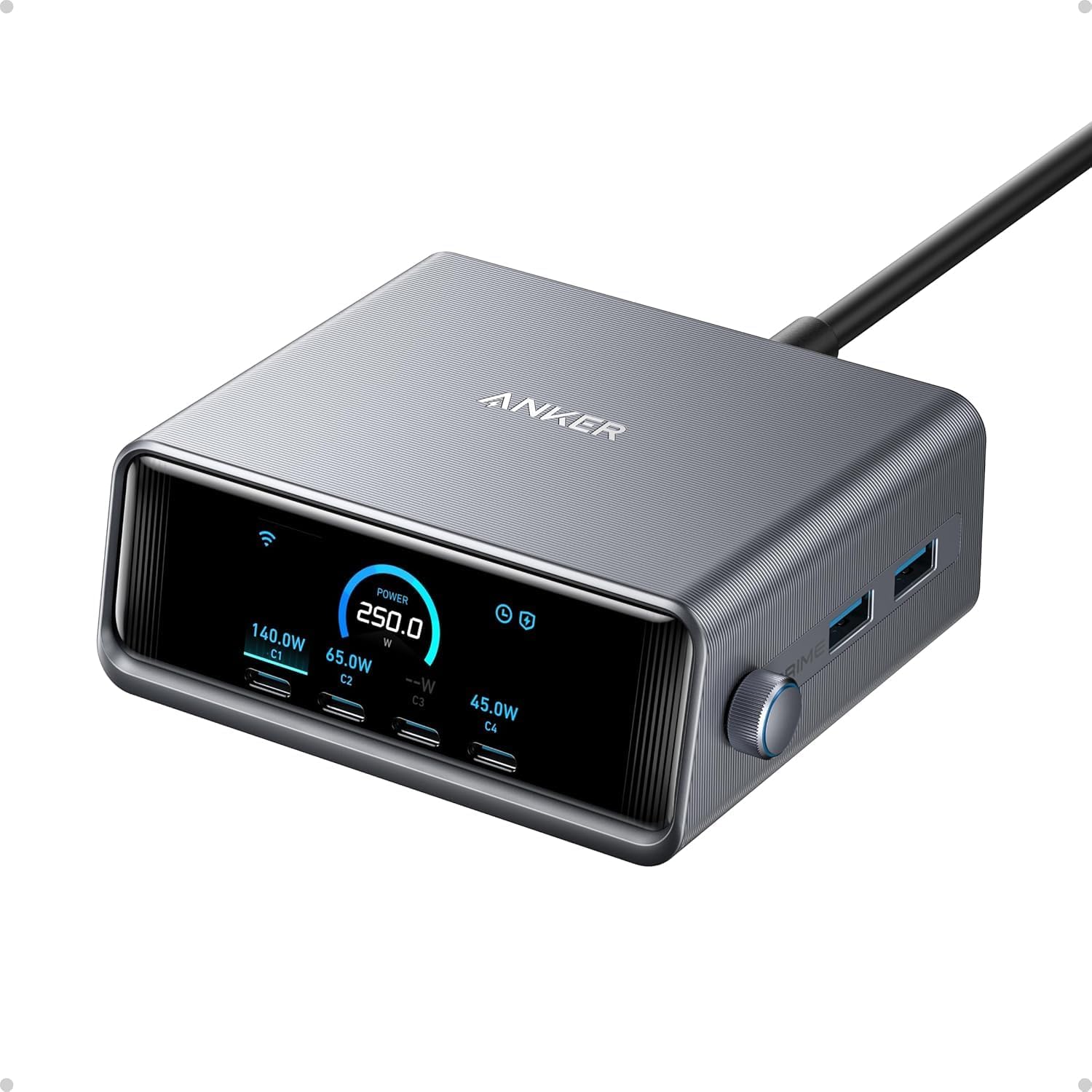 Anker Prime Charging Station, 250W 6-Port GaN USB C Charger, 2.26 LCD, 37% off at Amazon