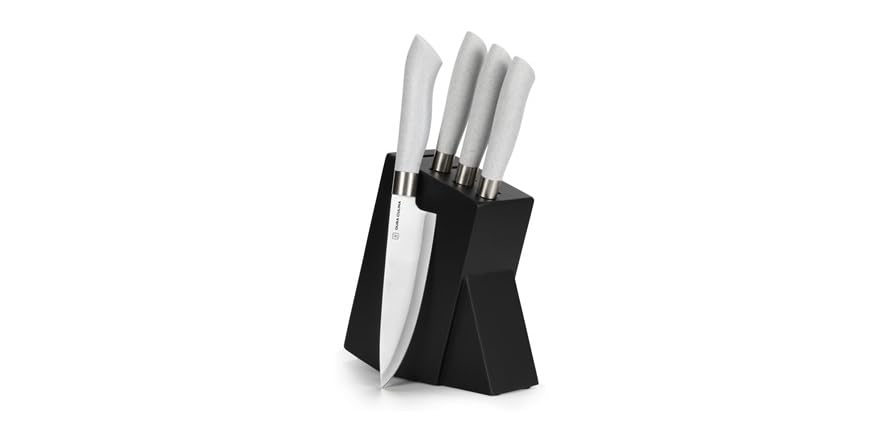 Eco-Friendly 5Pc Kitchen Knife Block Set, 56% off at Woot