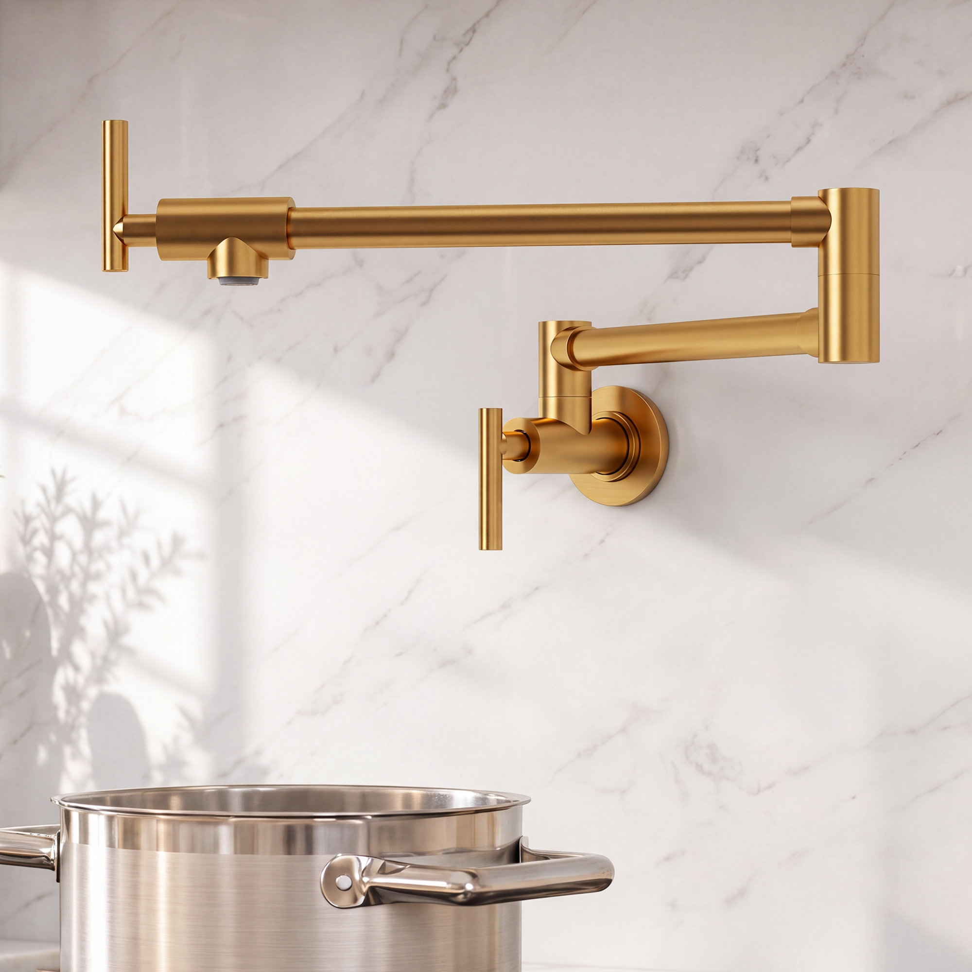 Wall Mount Pot Filler Faucet with Retractable Arm, 2-Handle Kitchen Faucet, 86% off at Wayfair
