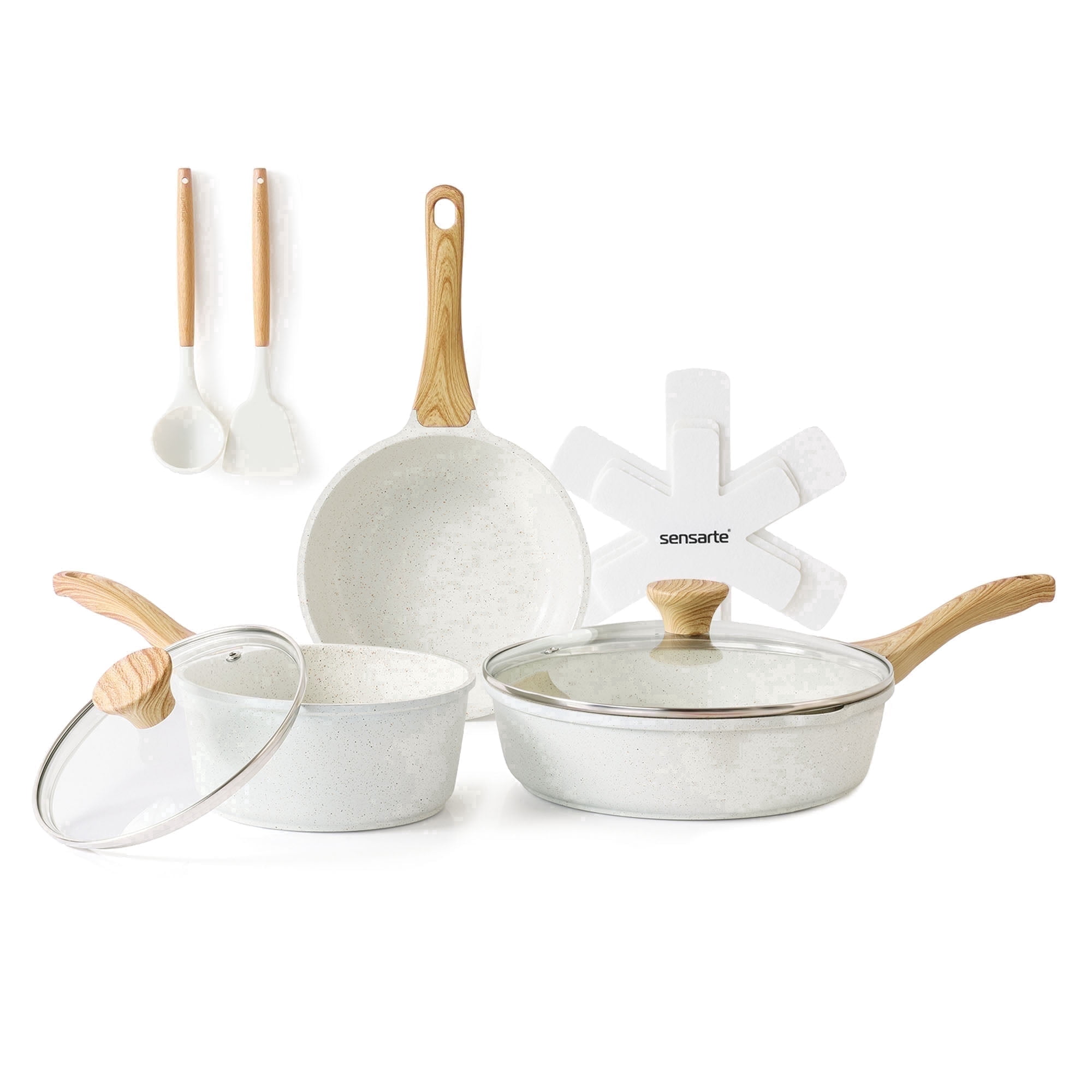 SENSARTE Ceramic Nonstick Pots and Pans Set, 10Pcs Healthy Non Stick Cookware, 47% off at Walmart