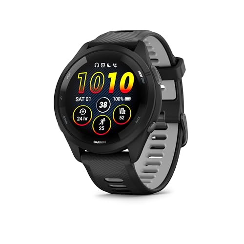 Garmin Forerunner® 265, Running Smartwatch, 46mm, Black/Powder Gray, 22% off at Amazon