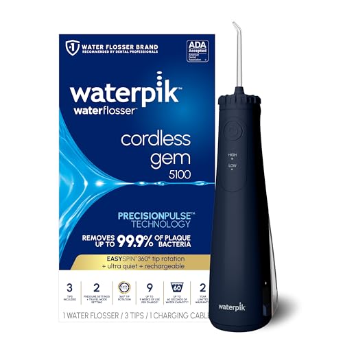 Waterpik Cordless Gem 5100 Portable Water Flosser, Rechargeable, Blue, 38% off at Amazon