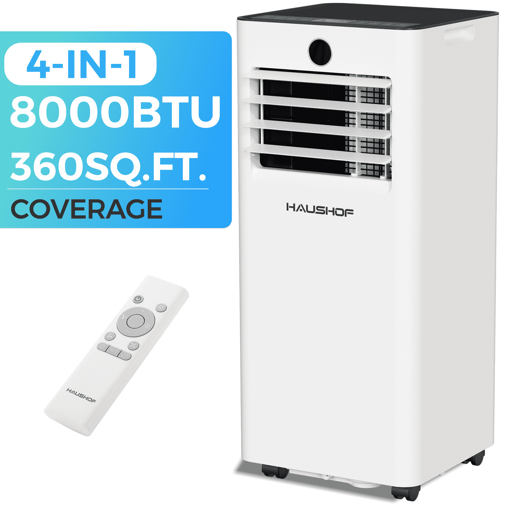 HAUSHOF 8,000 BTU ASHRAE (5,000 BTU DOE) Portable Air Conditioner for Rooms, 51% off at Walmart