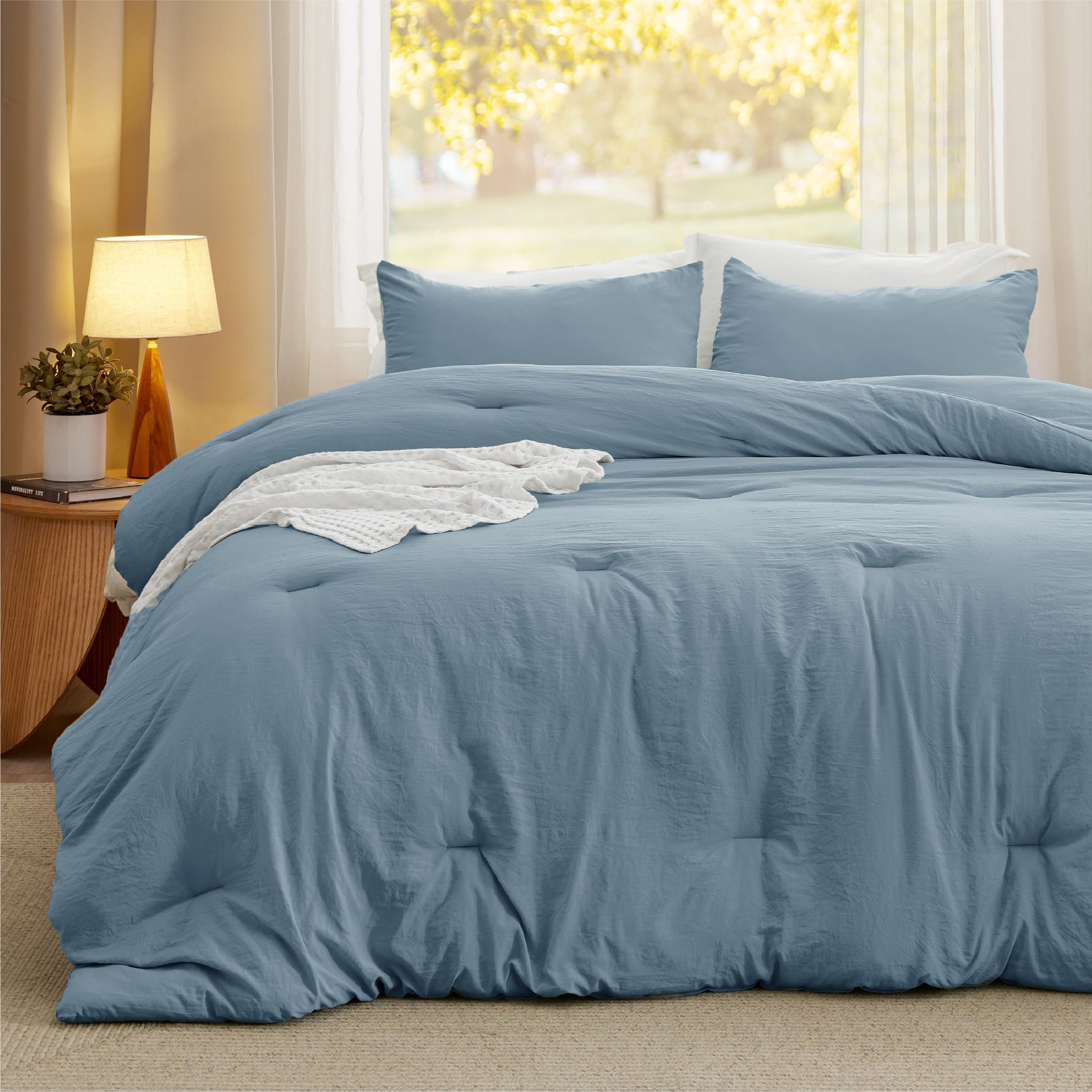 Bedsure Queen Mineral Blue/Sky 3-Piece Reversible Prewashed Comforter Set with 2, 81% off at Wayfair