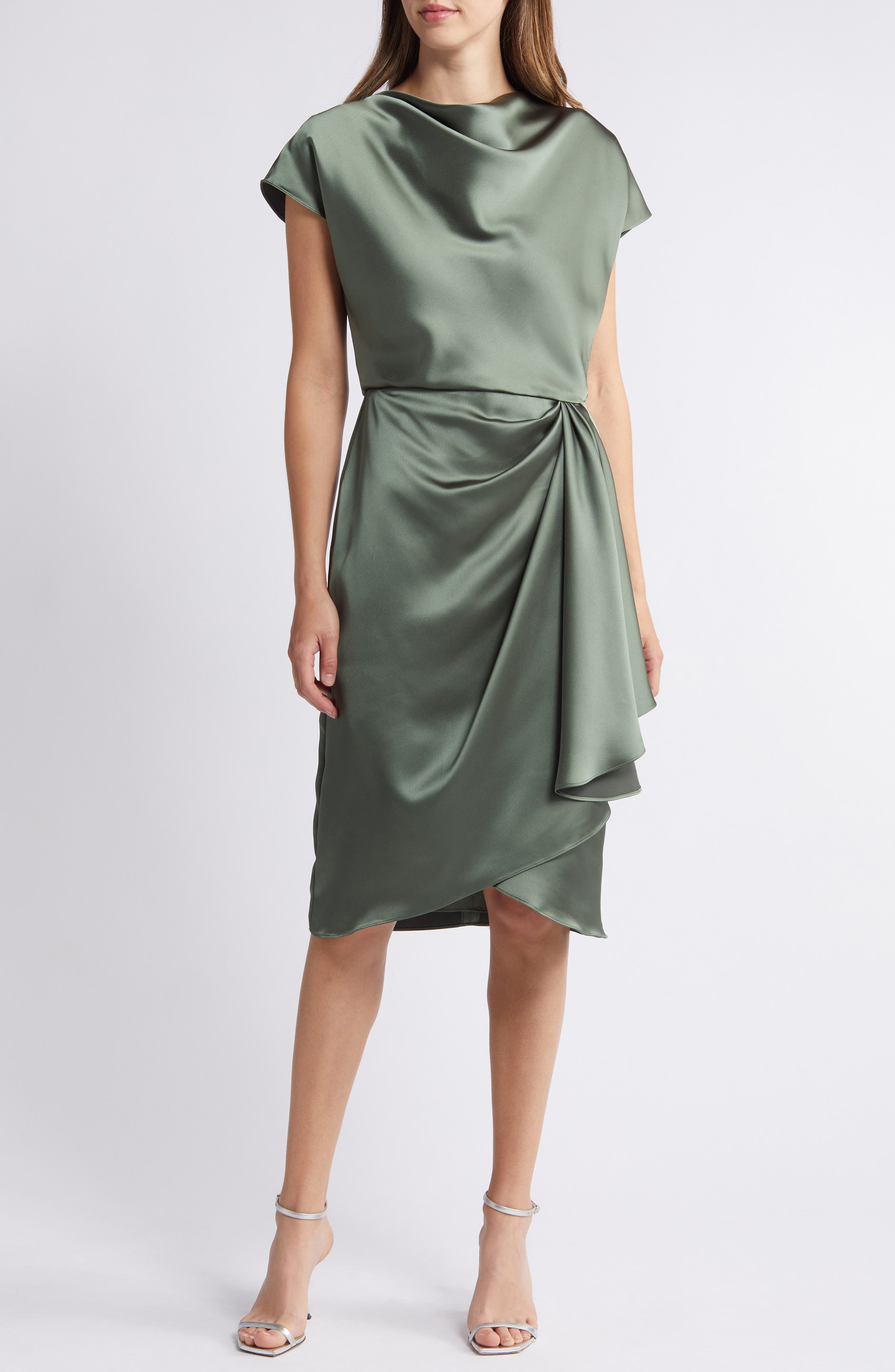 Amsale Cowl Neck Satin Sheath Dress, 86% off at Nordstrom Rack