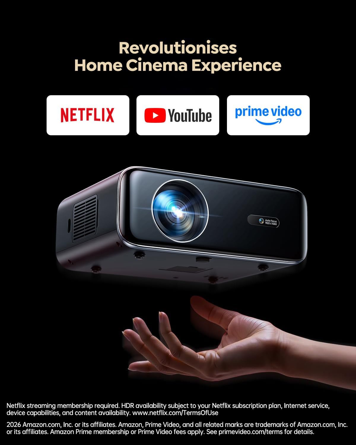 [Built-in Apps/4K Support] Smart Outdoor Projector with WiFi and Bluetooth, 54% off at Amazon