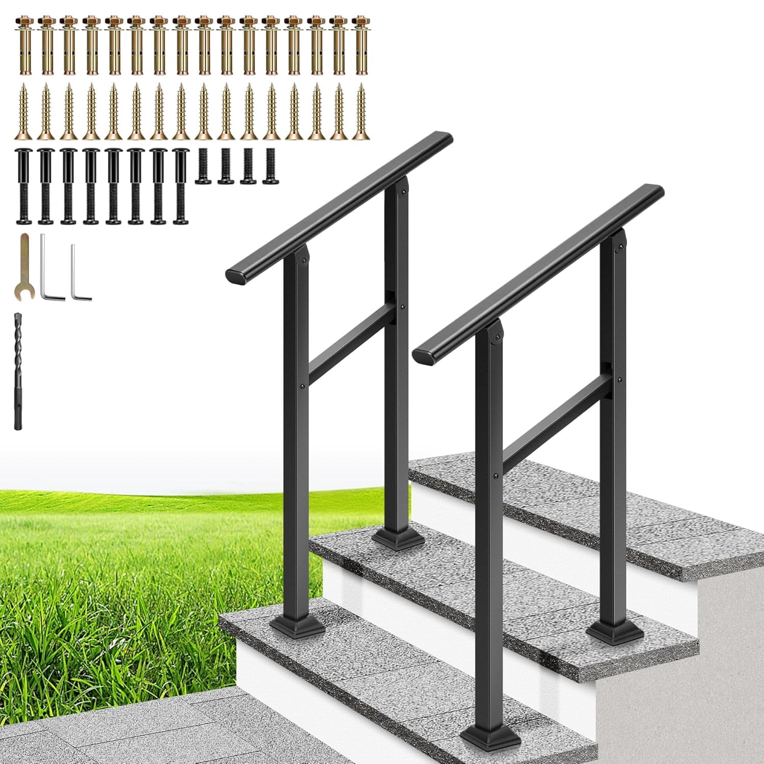 SPECSTAR 2-Pack Hand Rails for Outdoor Steps, 2-3 Steps Galvanized Steel, 45% off at Walmart