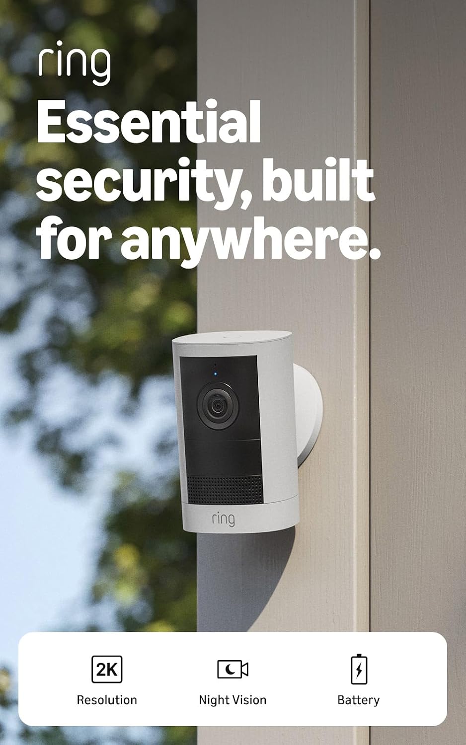 Ring Outdoor Cam 2K (newest model), Battery, Home or business security, 50% off at Amazon