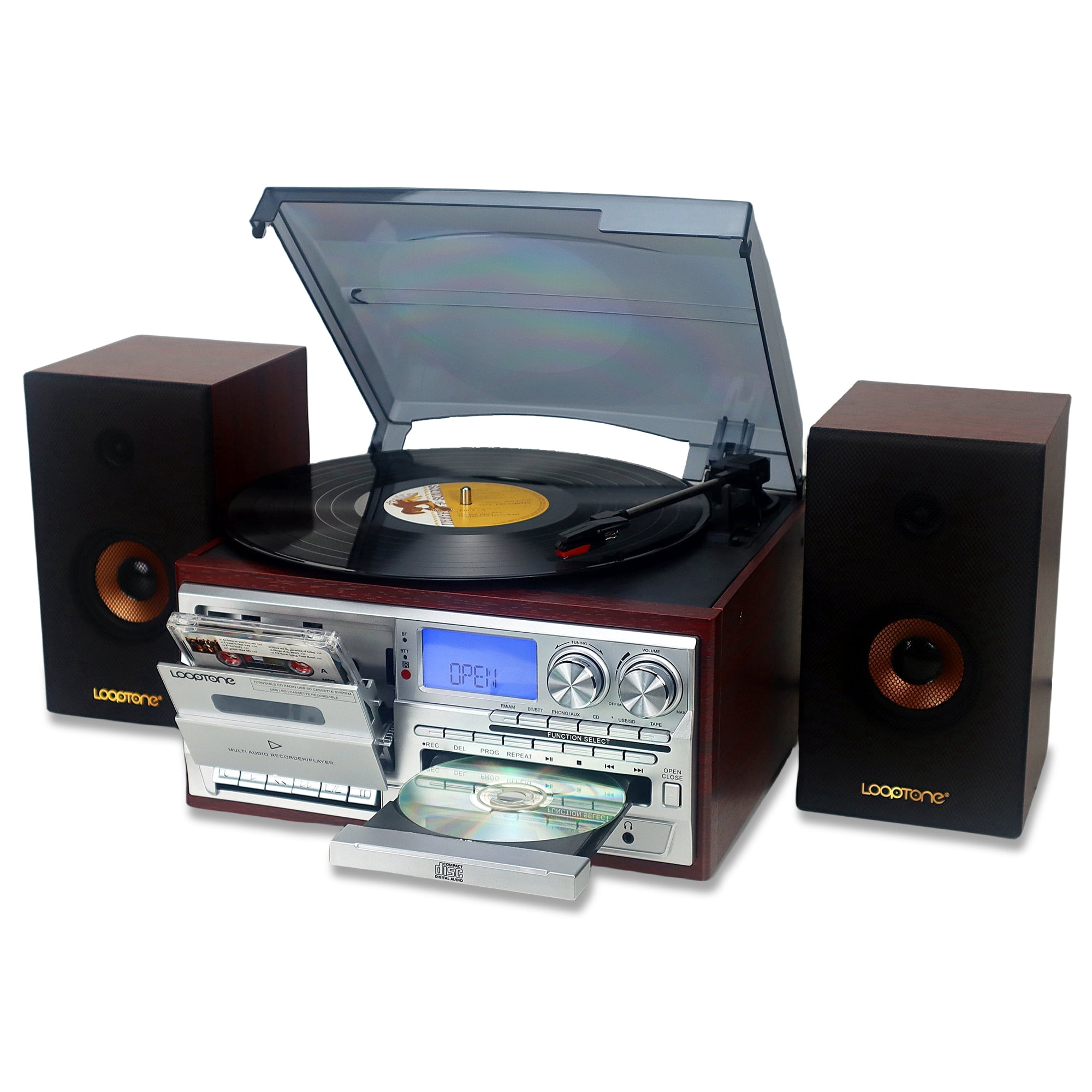 LoopTone Vinyl Record Player with Dual 15W External Speakers 10 in 1, 46% off at Walmart