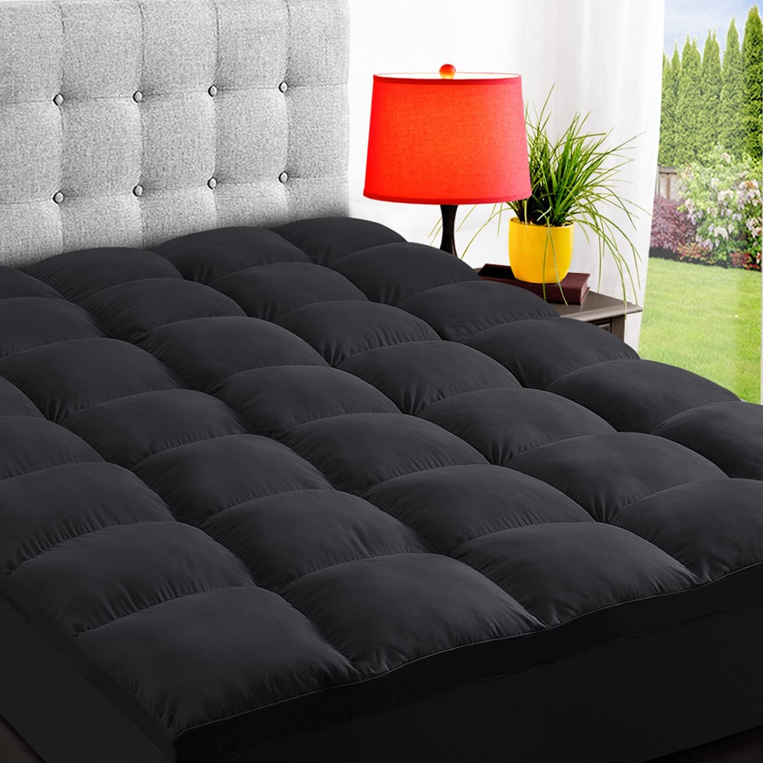 ELEMUSE Queen Black Mattress Topper, Thick Pillow Top Mattress Pad Cover, 33% off at Amazon