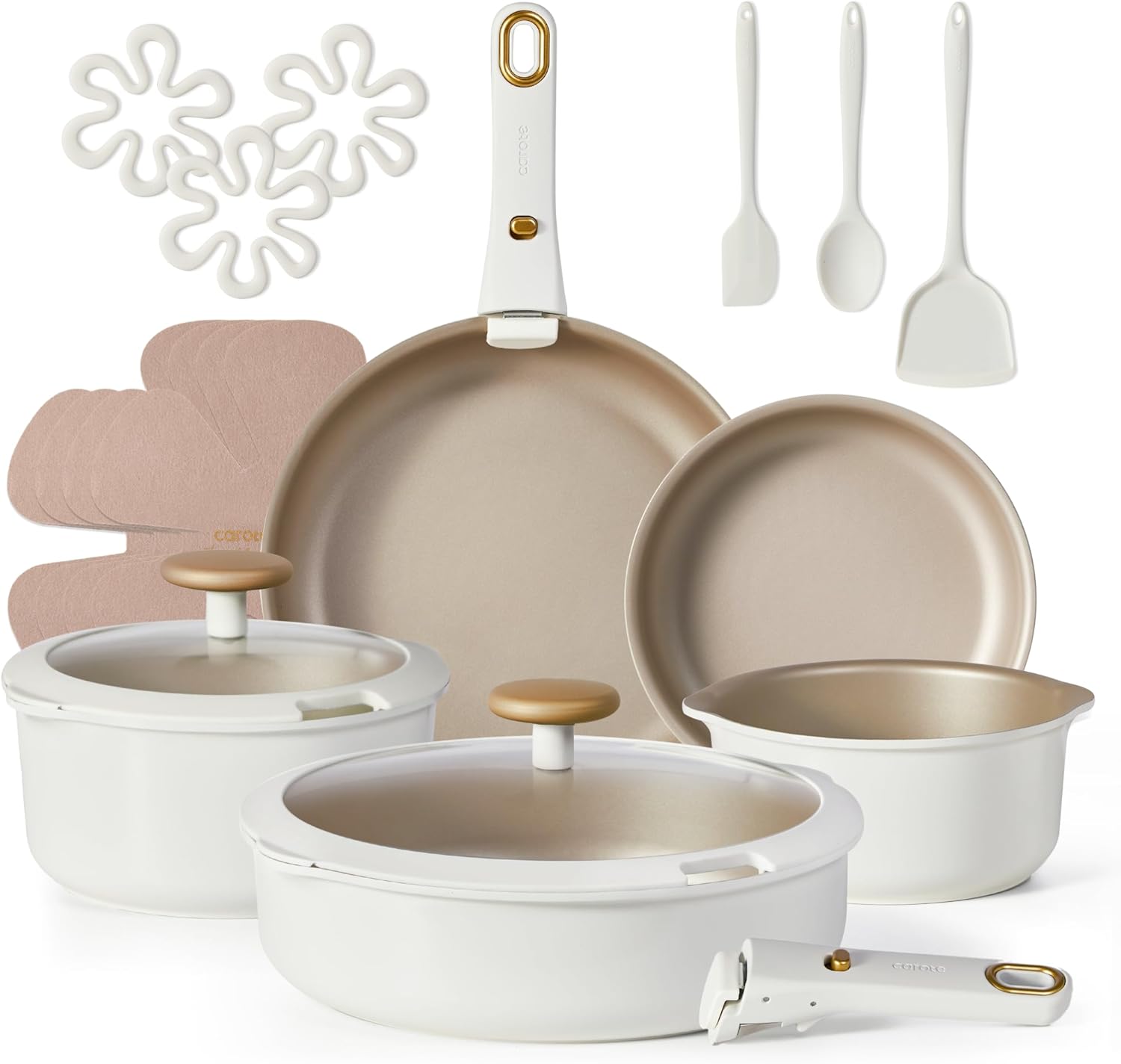 CAROTE 19 Pcs Pots and Pans Set, Nonstick Cookware Sets with Detachable, 63% off at Amazon