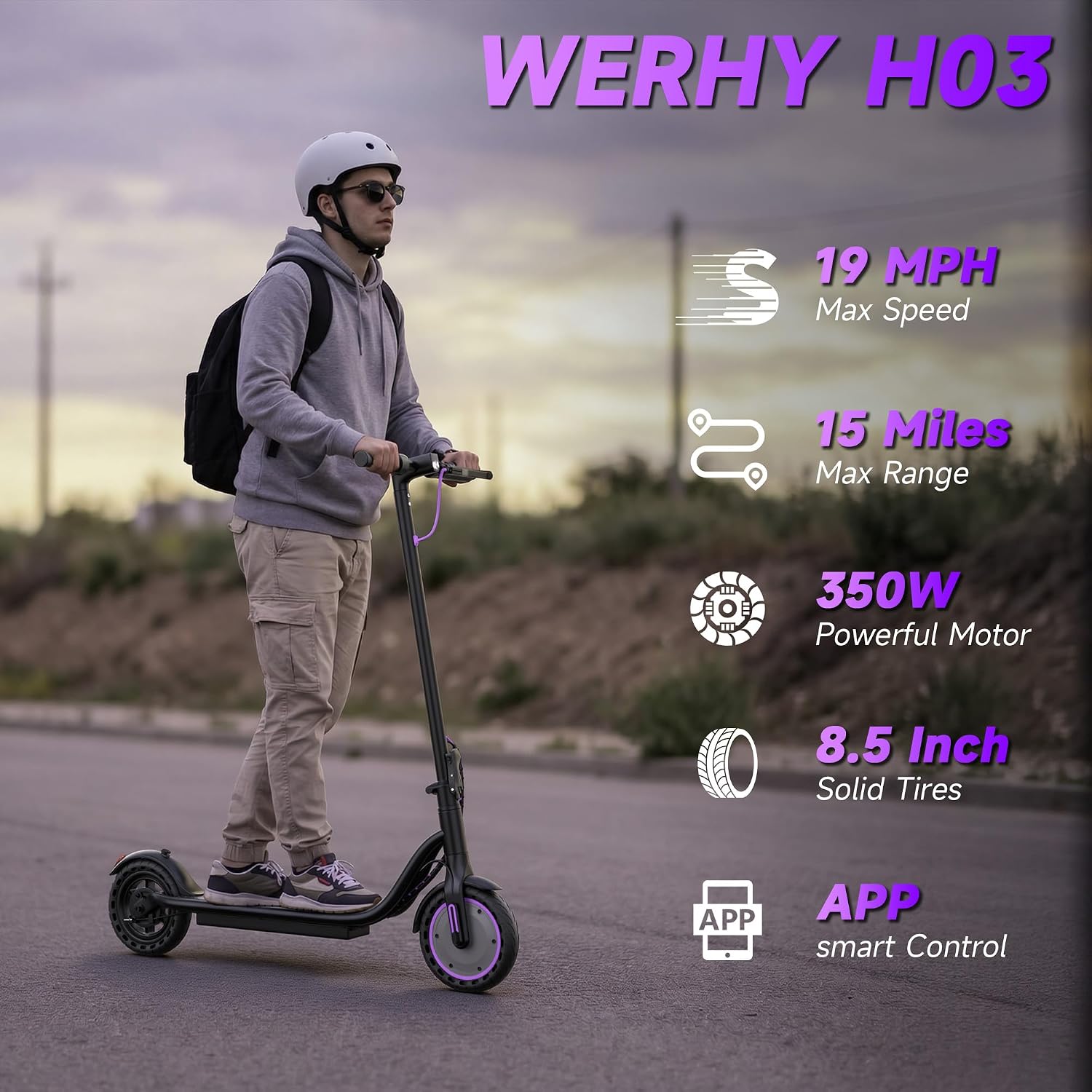 WERHY Electric Scooter, 500W/350W Powerful Motor & 19MPH Top Speed, 16/25/27, 25% off at Amazon