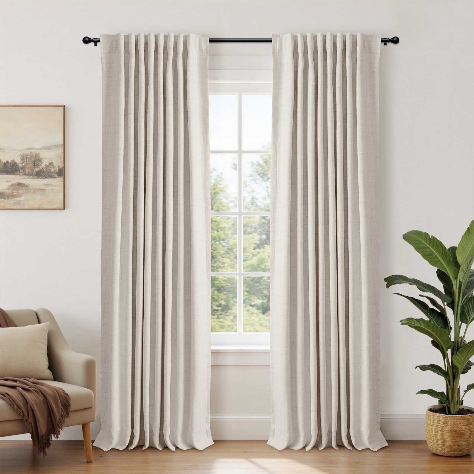 100% Blackout Curtains for Bedroom,Set of 2 Panels,84inch Length Faux Linen, 41% off at Walmart
