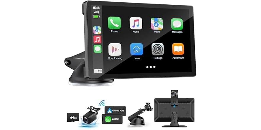 9 Wireless CarPlay Android Auto w/ Dash Cam, 54% off